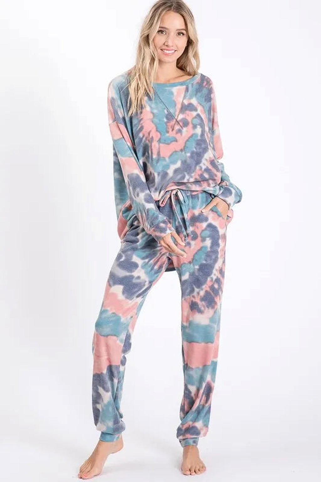 BiBi Tie Dye French Terry Casual Pants - enhanced image 4