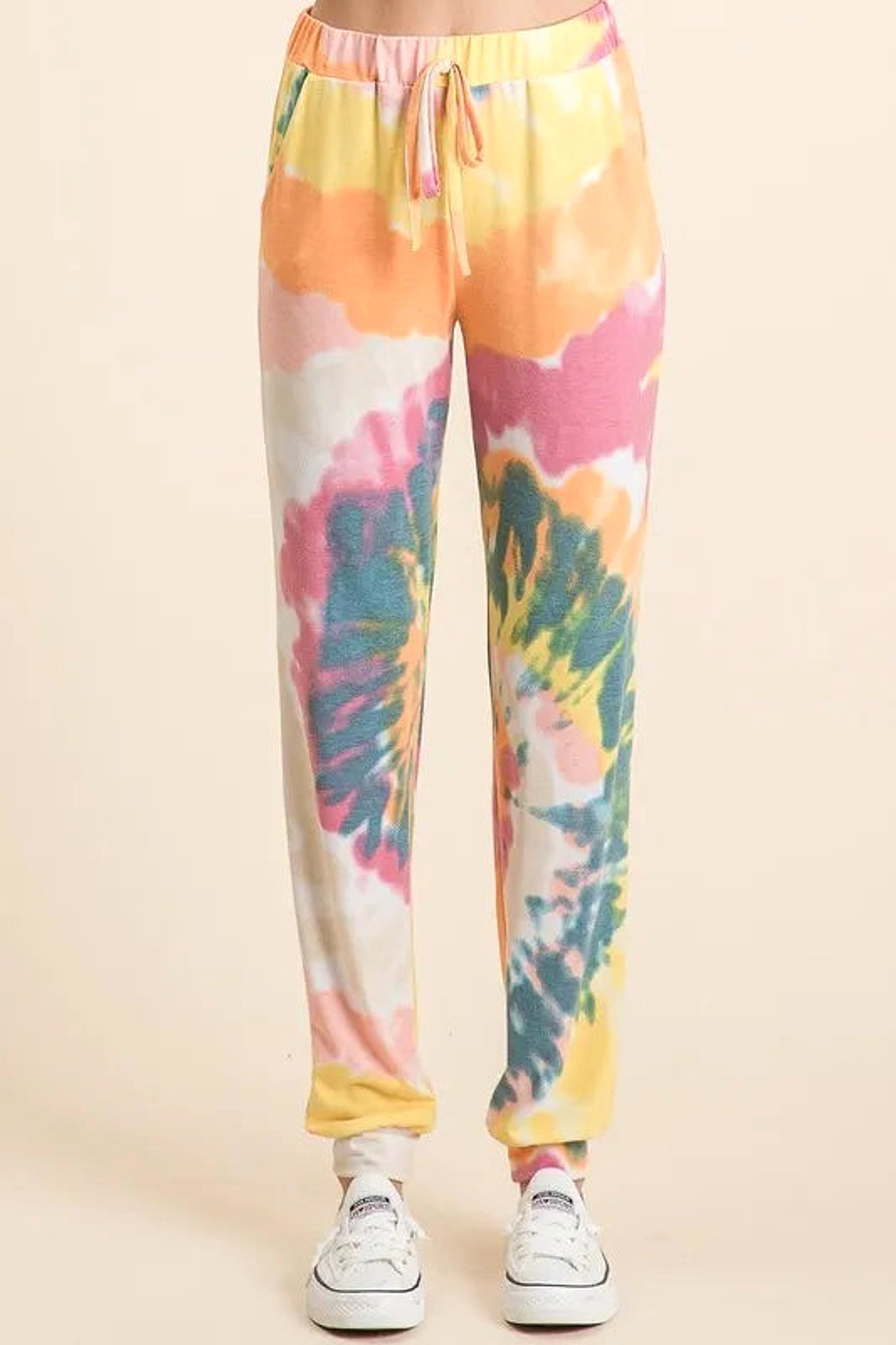 BiBi Tie Dye French Terry Casual Pants - enhanced image 4