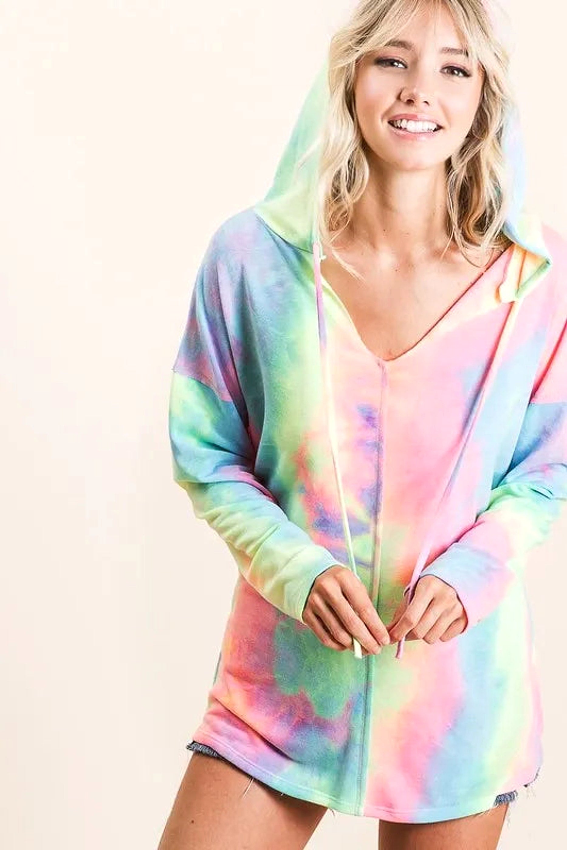 BiBi Tie Dye Terry Long Sleeve Hoodie - enhanced image 4