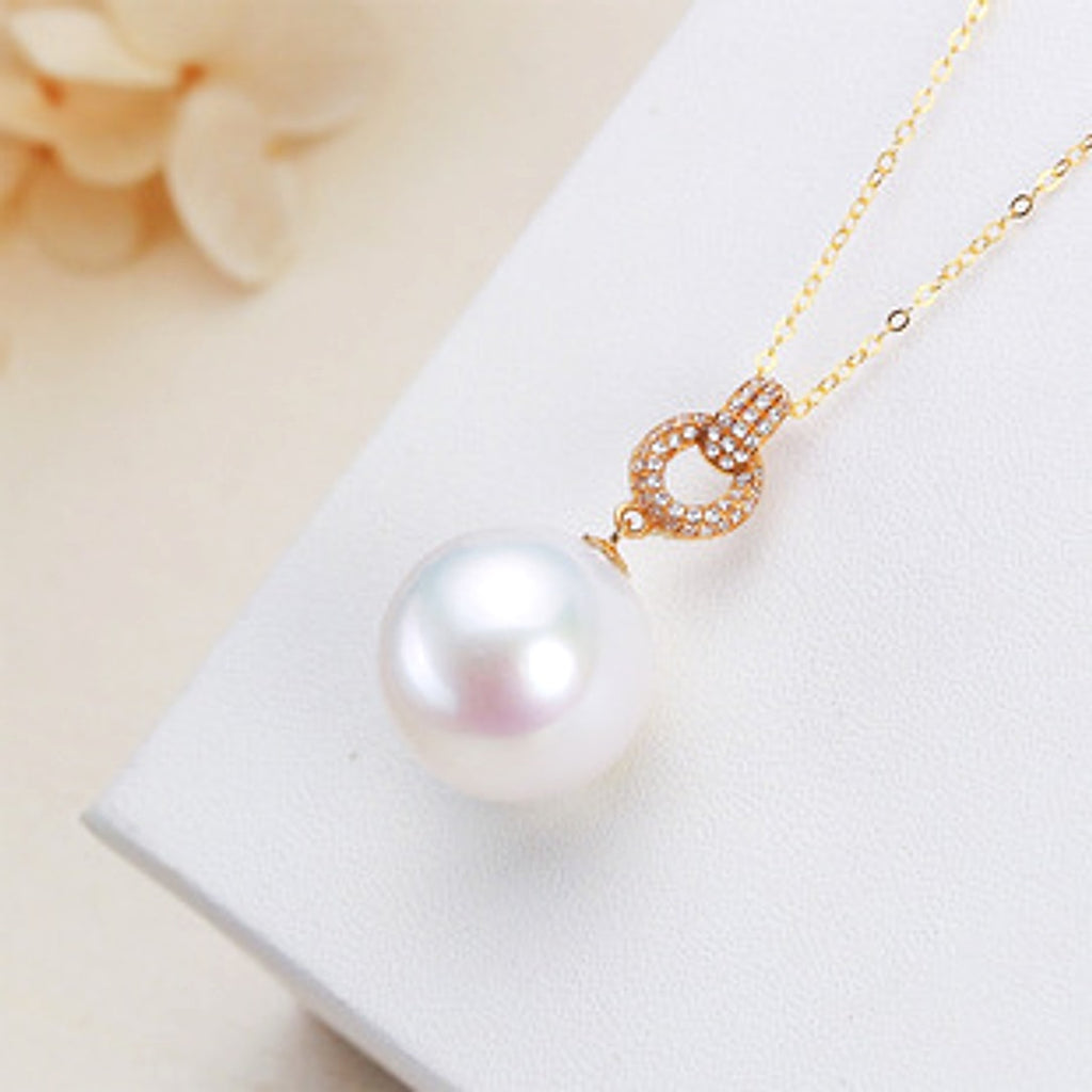 Black Pearl 18K Gold Pendant S925 Silver Necklace Female - enhanced image 4