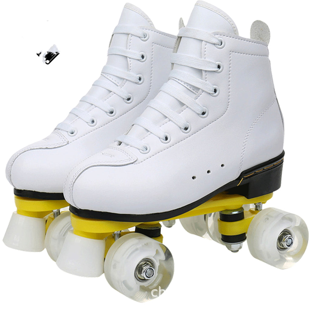 Borg Adult Double-row Skates Four-wheeled Cowhide PU Flash Full - enhanced image 4