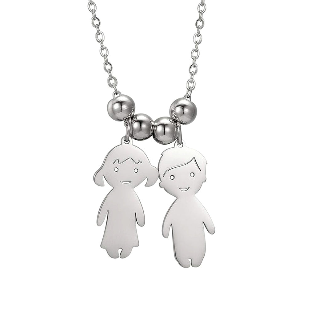 Personalized Family Pendant Necklace – Boy & Girl Charms - enhanced image 4
