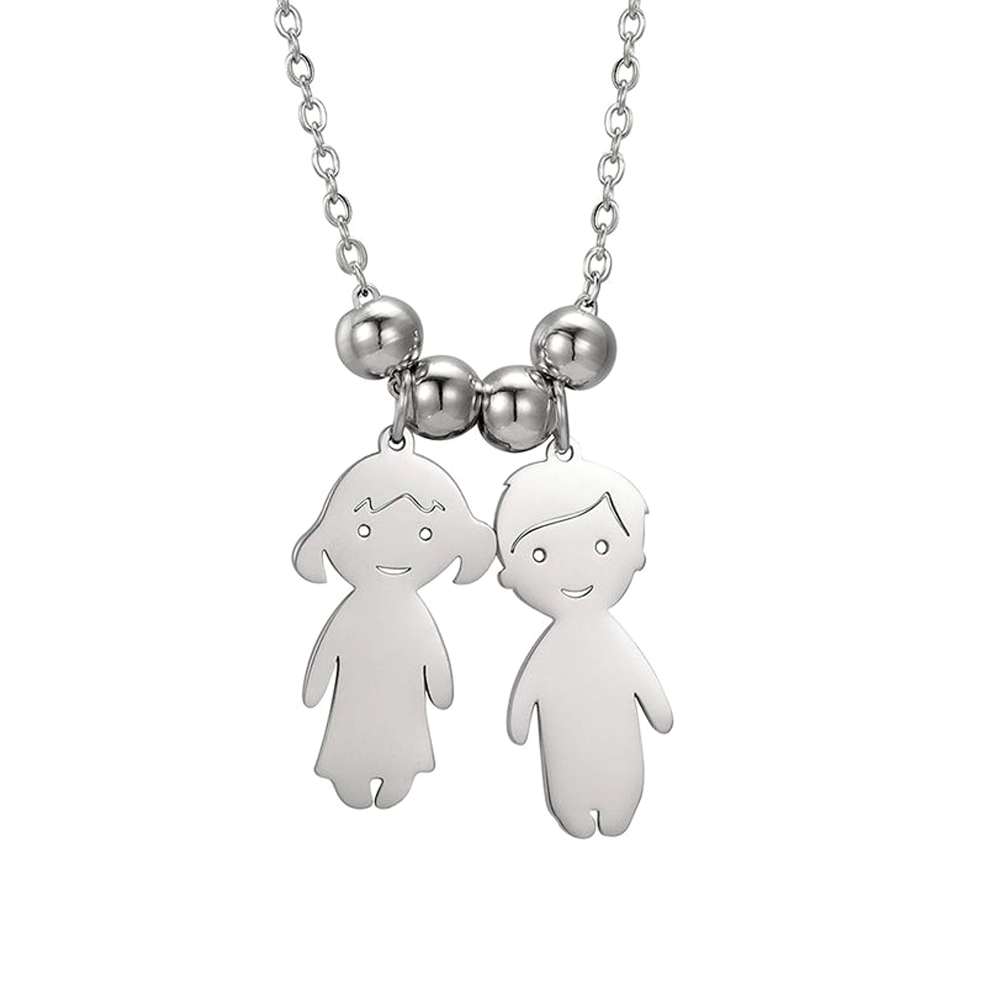 Personalized Family Pendant Necklace – Boy & Girl Charms - enhanced image 4