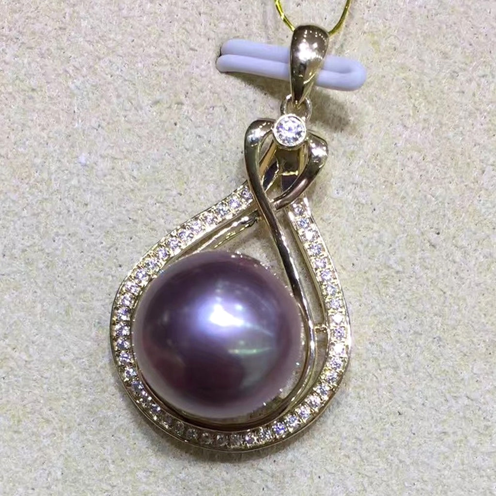 Bright Purple Edison Freshwater Pearl Pendant - enhanced image 4