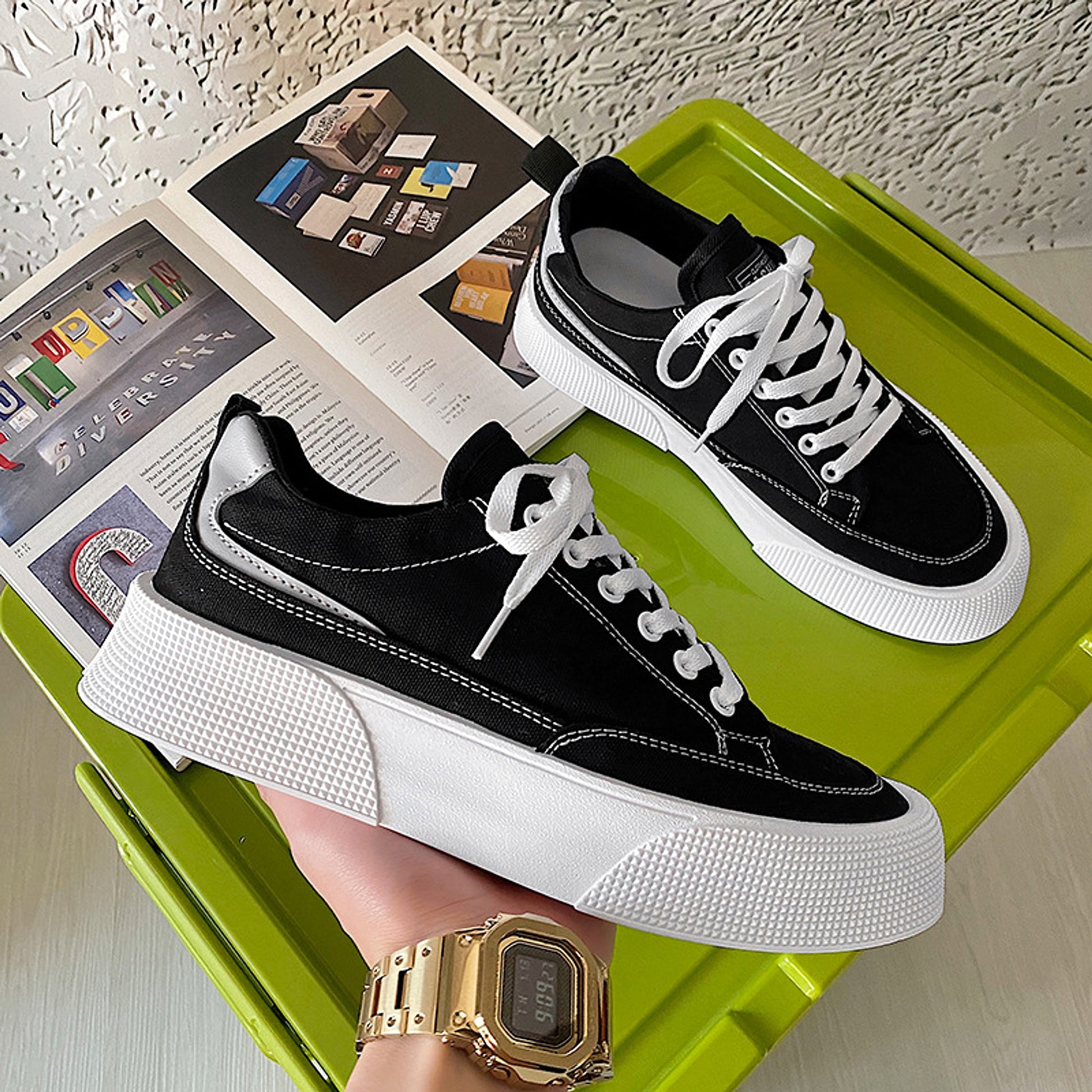 Canvas Breathable Low Top Platform Men's Casual Sneakers - enhanced image 4
