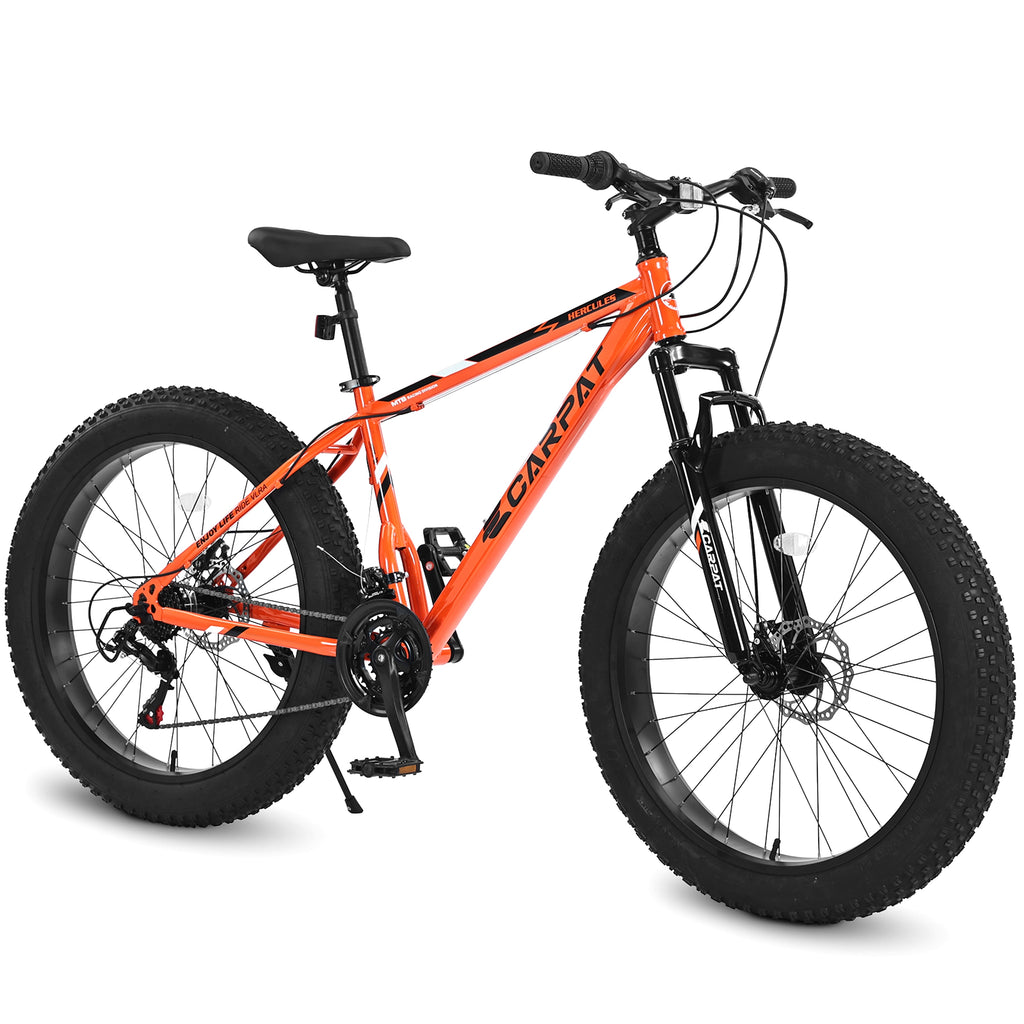 Carpat™ Ruff-Ryde – 26" Fat Tire MTB (Orange, 21-Speed, Full Suspension) - enhanced image 4