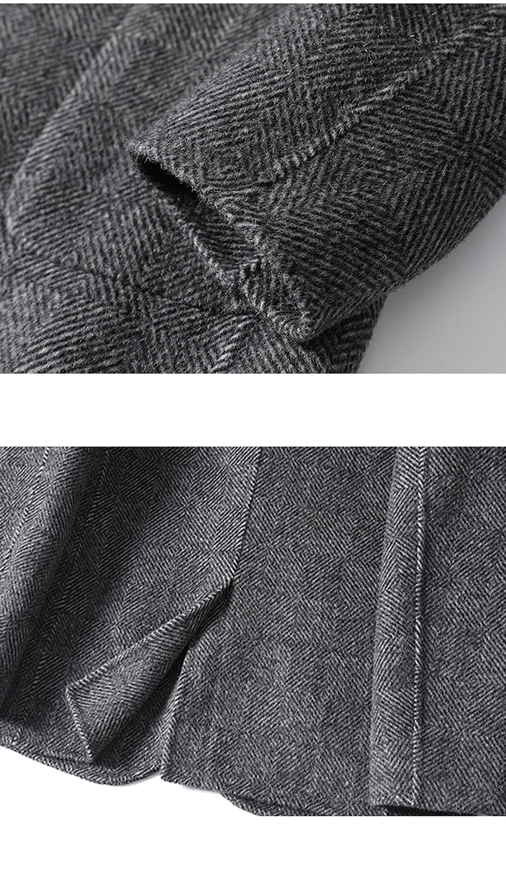 Cashmere Wool Trench Coat Winter Plaid Long Casual Coat Jacke Men - enhanced image 4