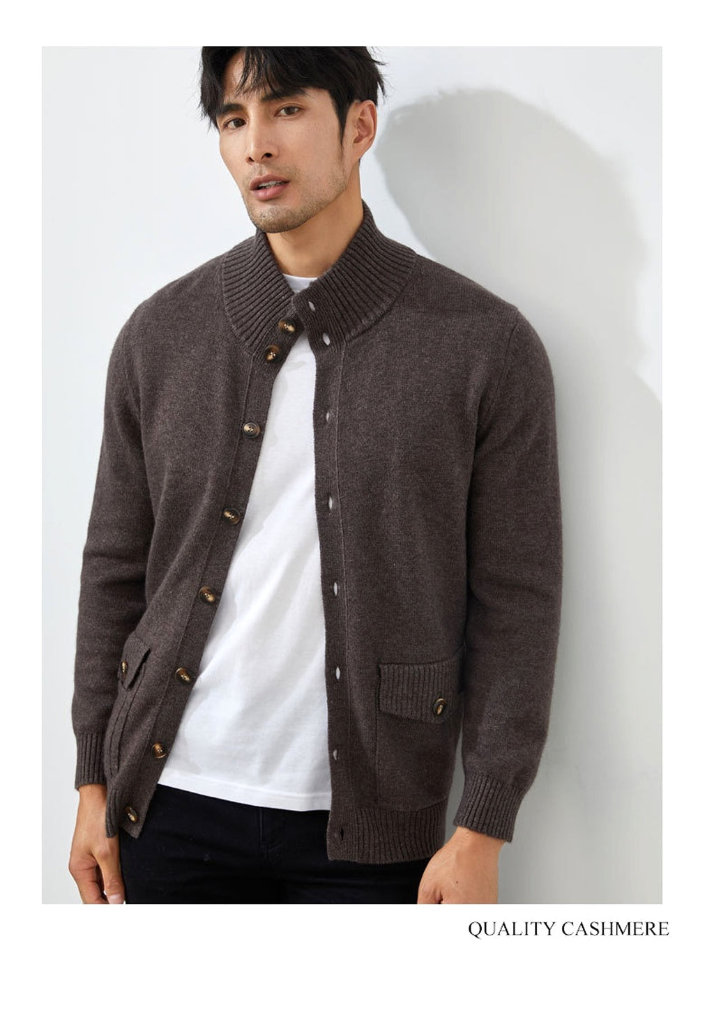 Luxe Knit Cashmere Cardigan for Men - enhanced image 4