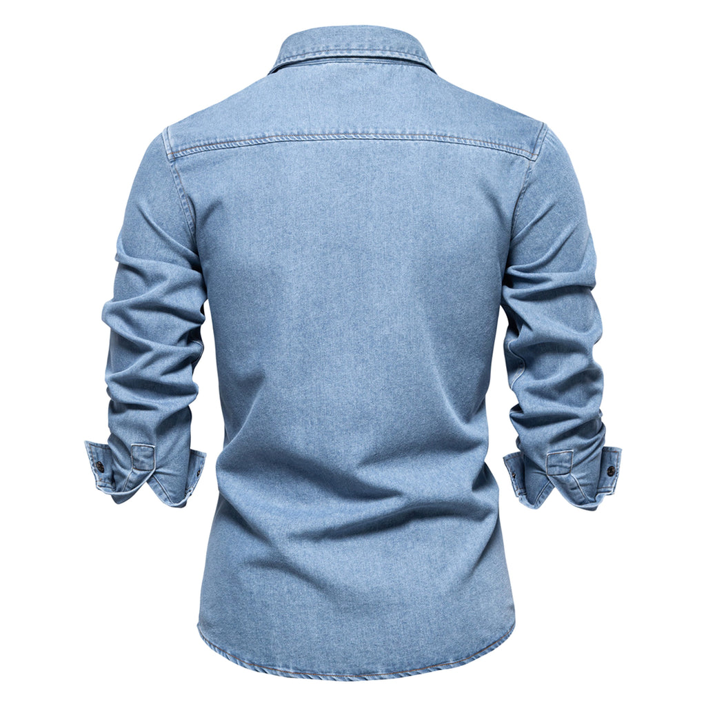 Casual Long Sleeve Washed DressShirt - enhanced image 4