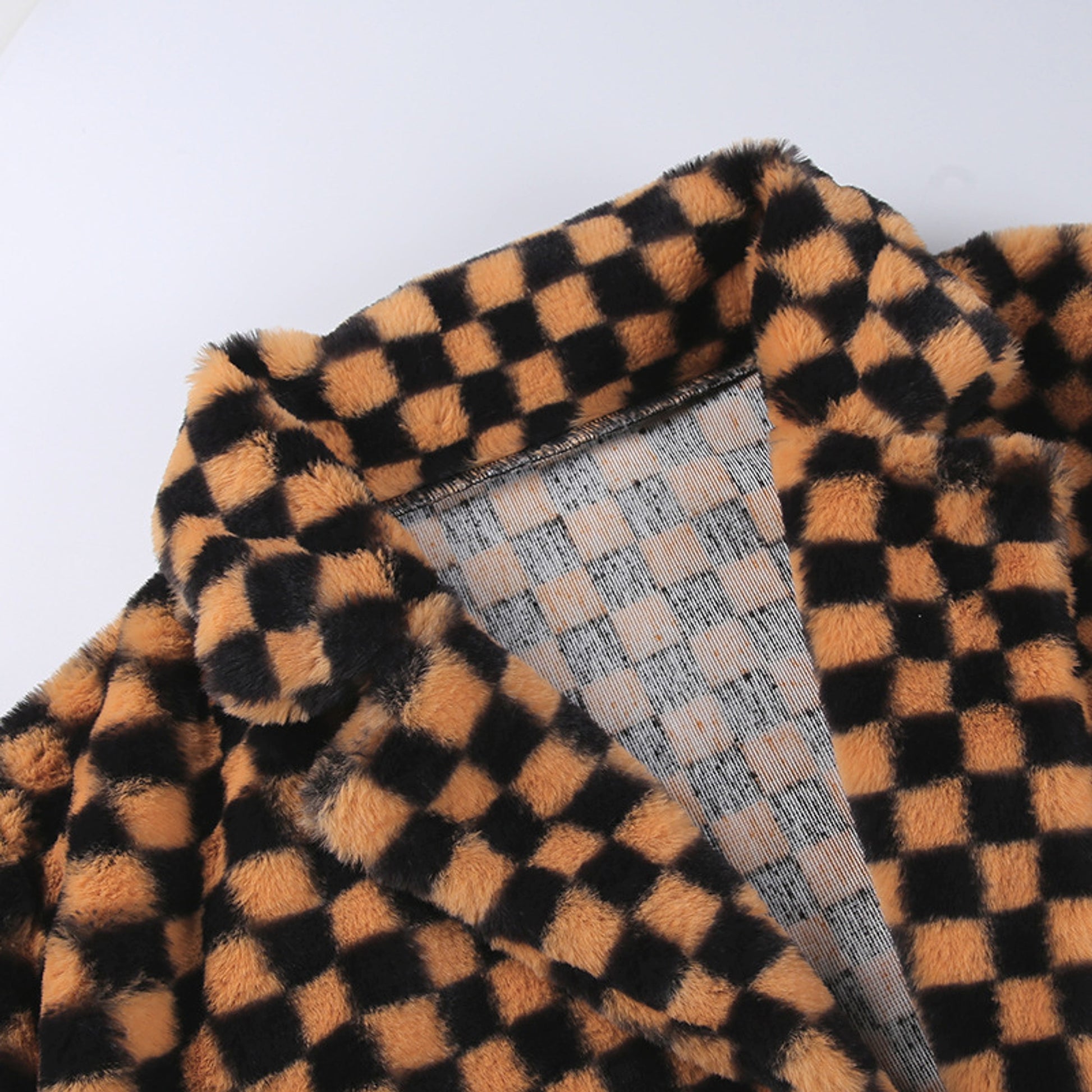 Checkerboard Plaid Sweater Women Street Hipster Blouse - enhanced image 4