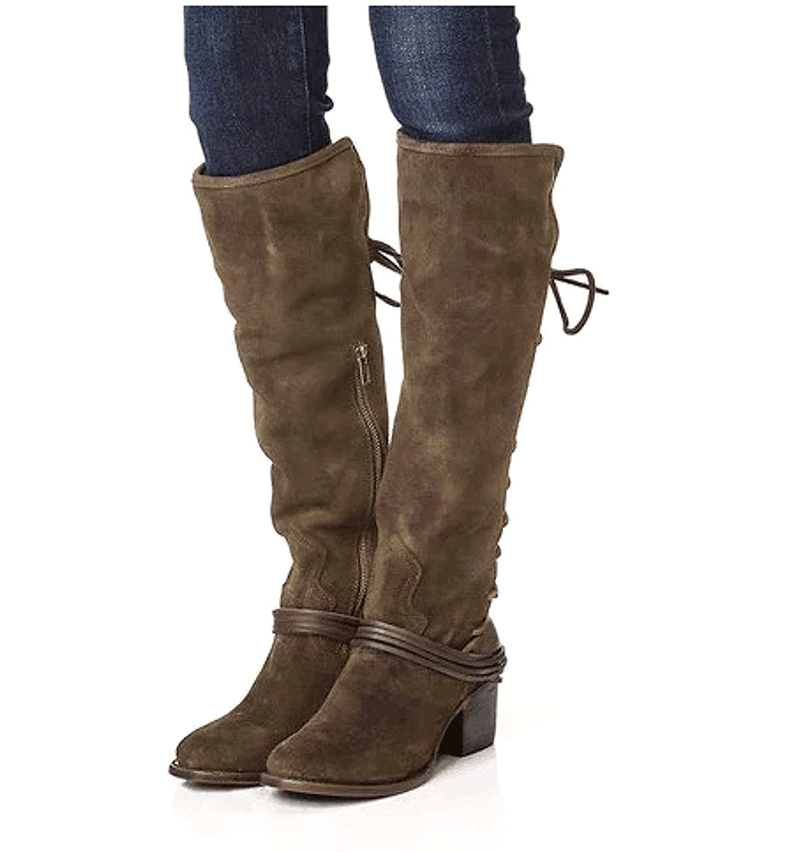Chunky Heel High Heel Back Bandage Tall Knight Boots Women - enhanced image 4
