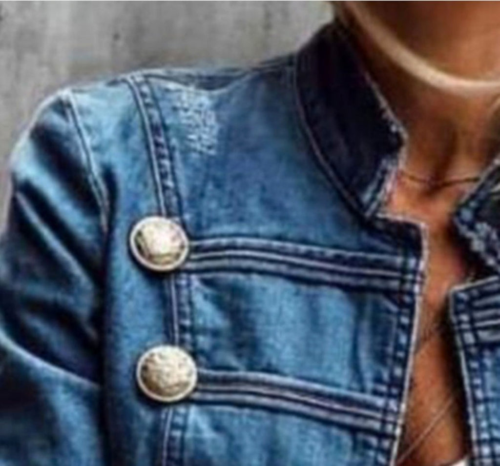 Clinch Disc With Double-breasted Stitching Button Slim Short Jacket - enhanced image 4