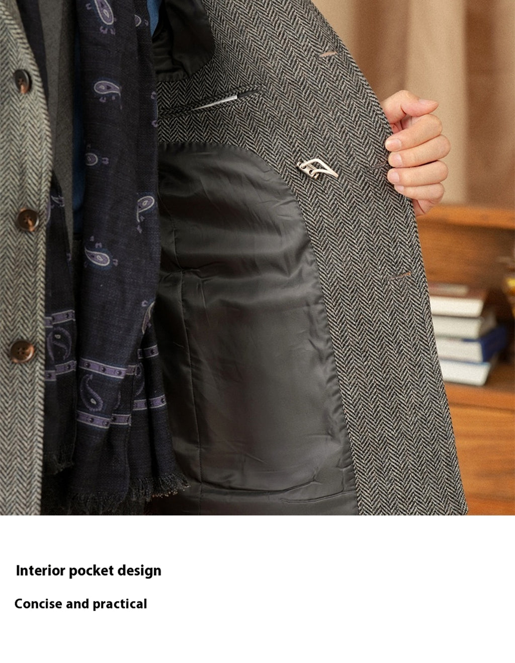 Collar Safari Jacket Jacket Commuter Business Keep Warm And Handsome Jacket Men - enhanced image 4