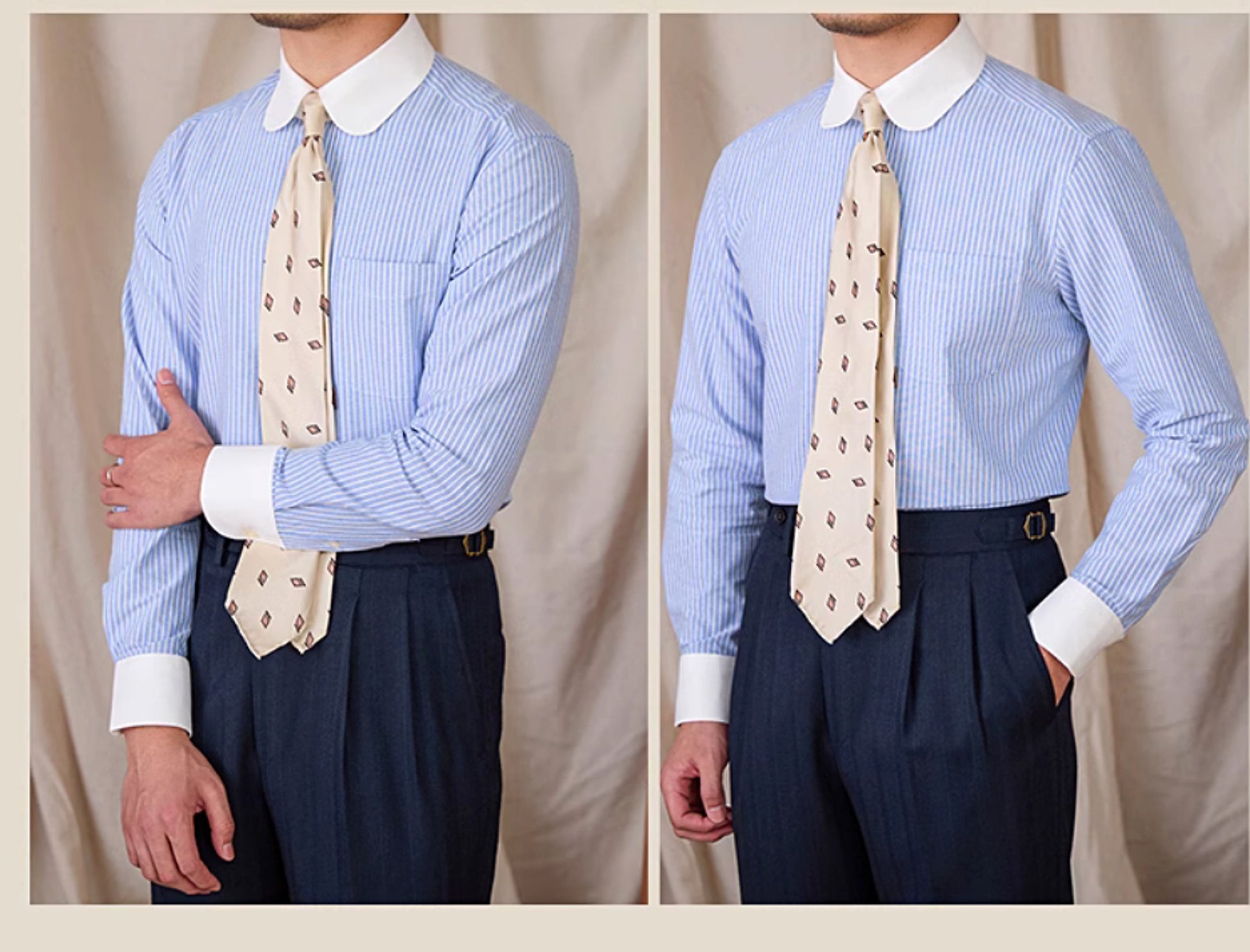 Cotton Striped Long Sleeved Shirt Men - enhanced image 4