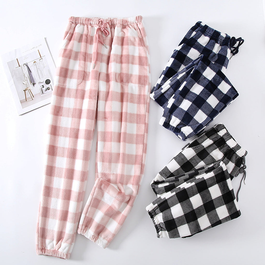 Couple Flannel Pajama Pants Plaid Women Autumn And Winter Plus Size Thickened - enhanced image 4
