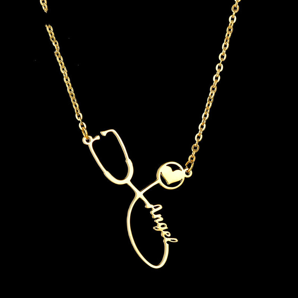 Custom Creative Stainless Steel Love Stethoscope Clavicle Chain Tide - enhanced image 4