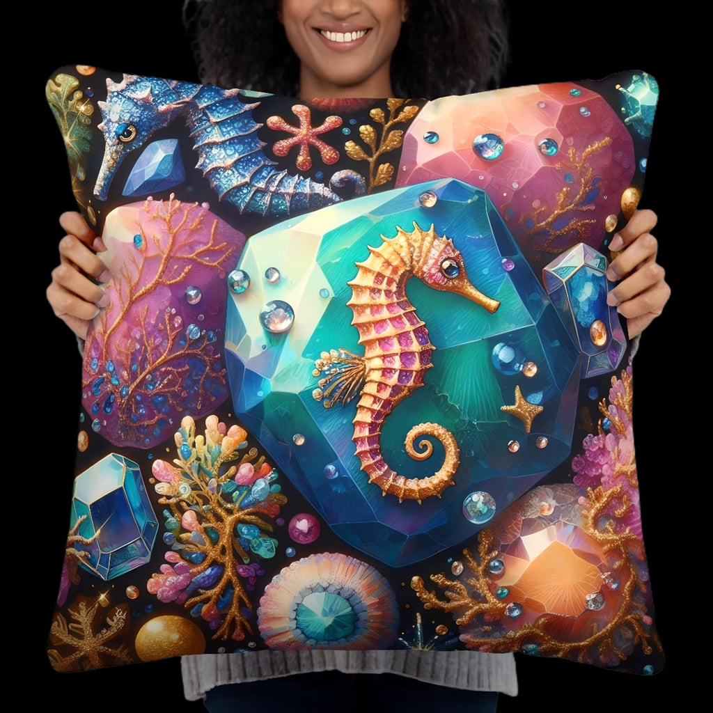 Seahorse Pillow Cushion Ocean Decor | US/EU Warehouse | Nautical Cushion 22 x 22 - enhanced image 4