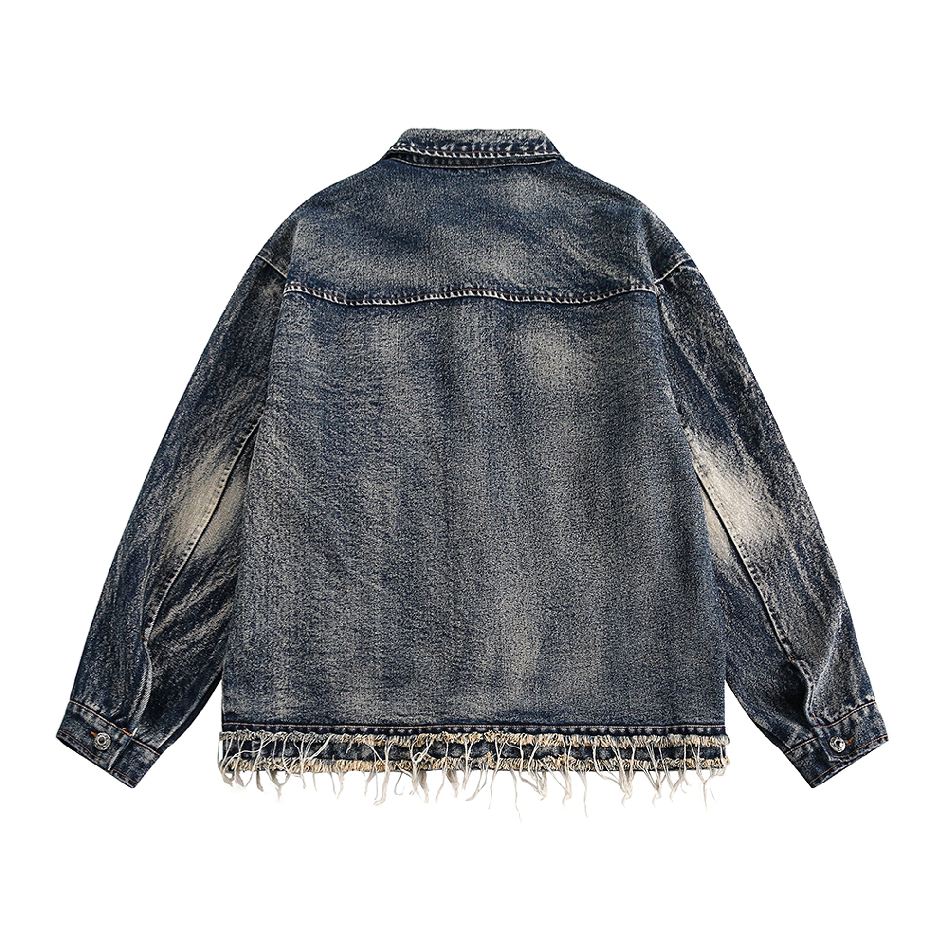 Denim Cargo Pants Jacket Men And Women Heavy Industry Washed And Worn - enhanced image 4