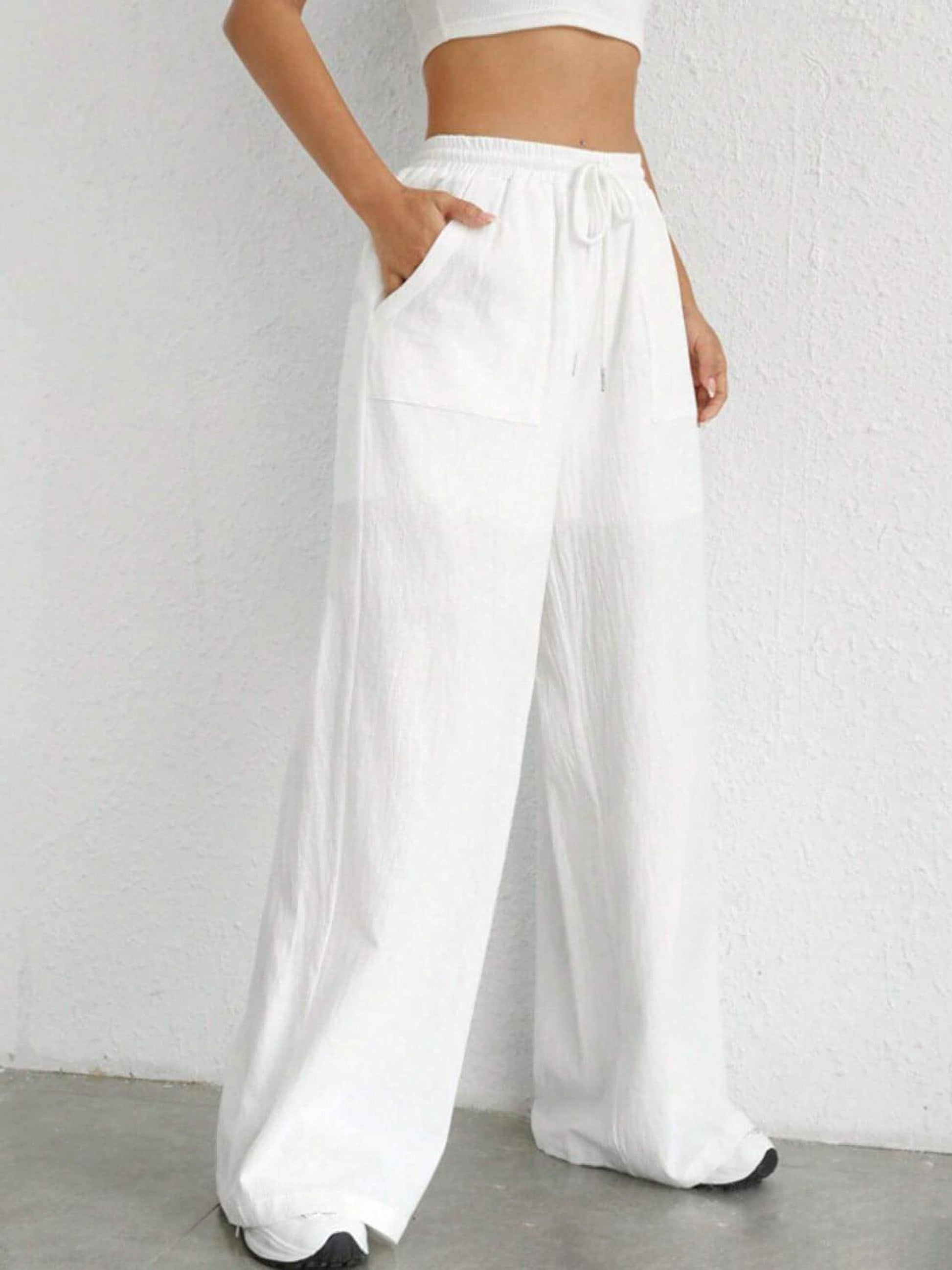 Drawstring Wide Leg Pants - enhanced image 4