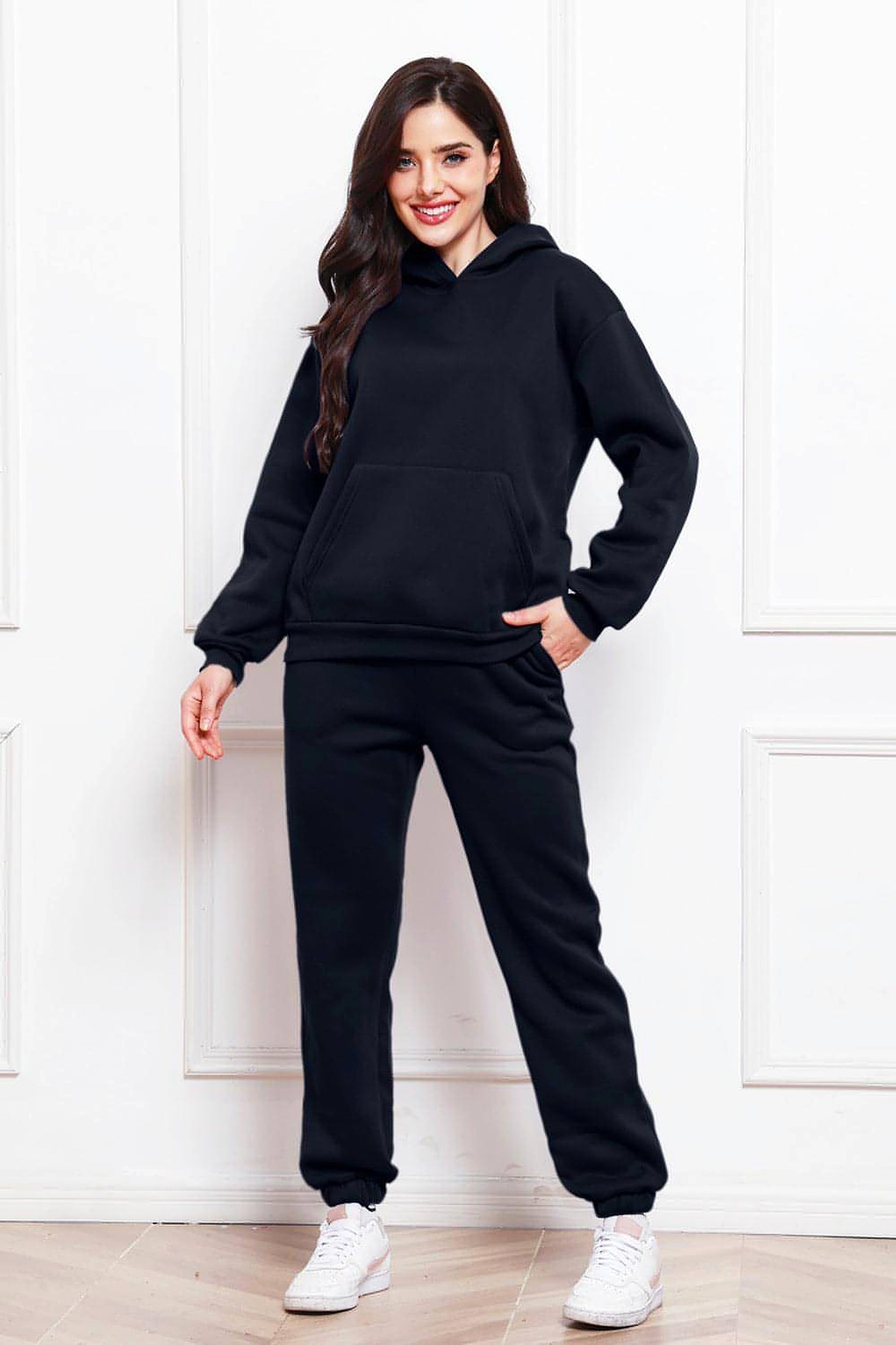 Drop Shoulder Long Sleeve Hoodie and Pants Set - enhanced image 4