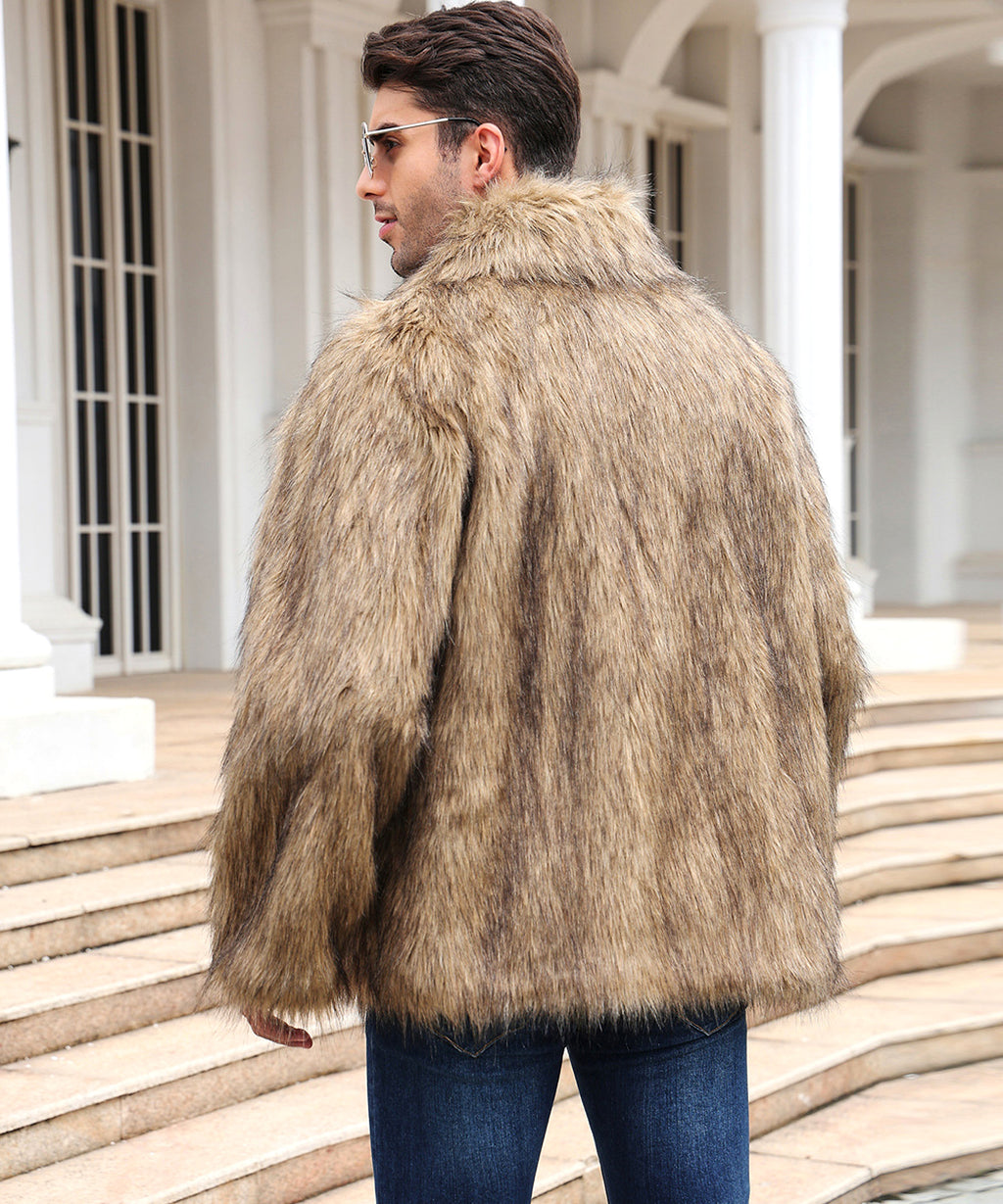Men's Lapel Short Faux Fur Jacket – Luxurious Warmth & Style - enhanced image 4