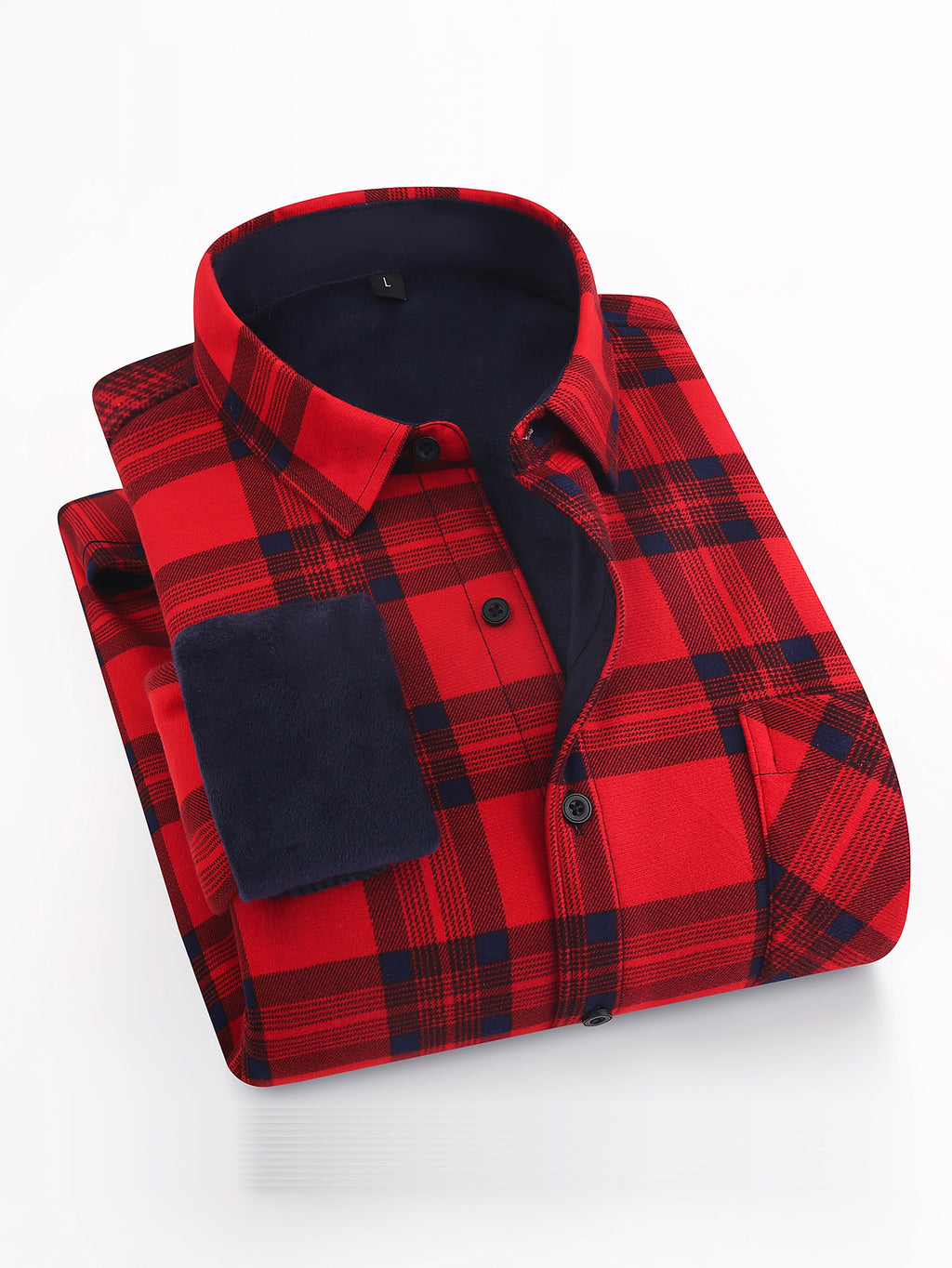 European And American Size Handsome Fleece-lined Thick Warm DressShirt - enhanced image 4