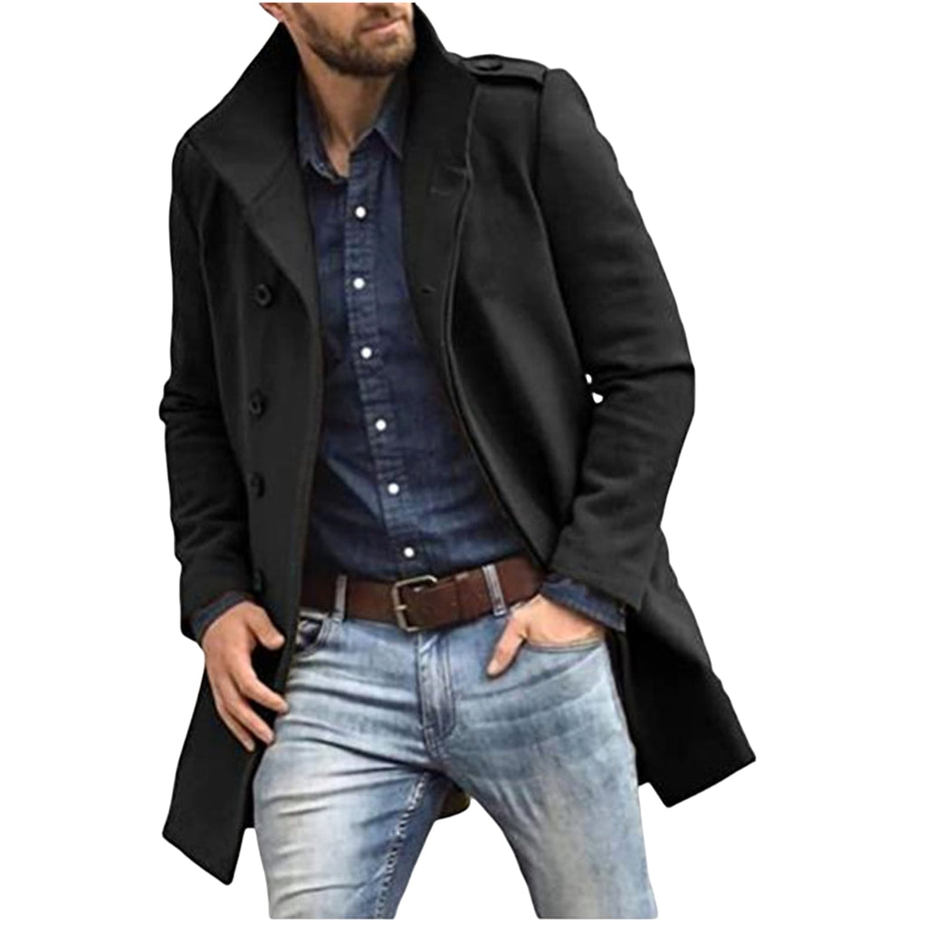 European Style Woolen Men's Coat Autumn And Winter New Thickened Trench Coat - enhanced image 4