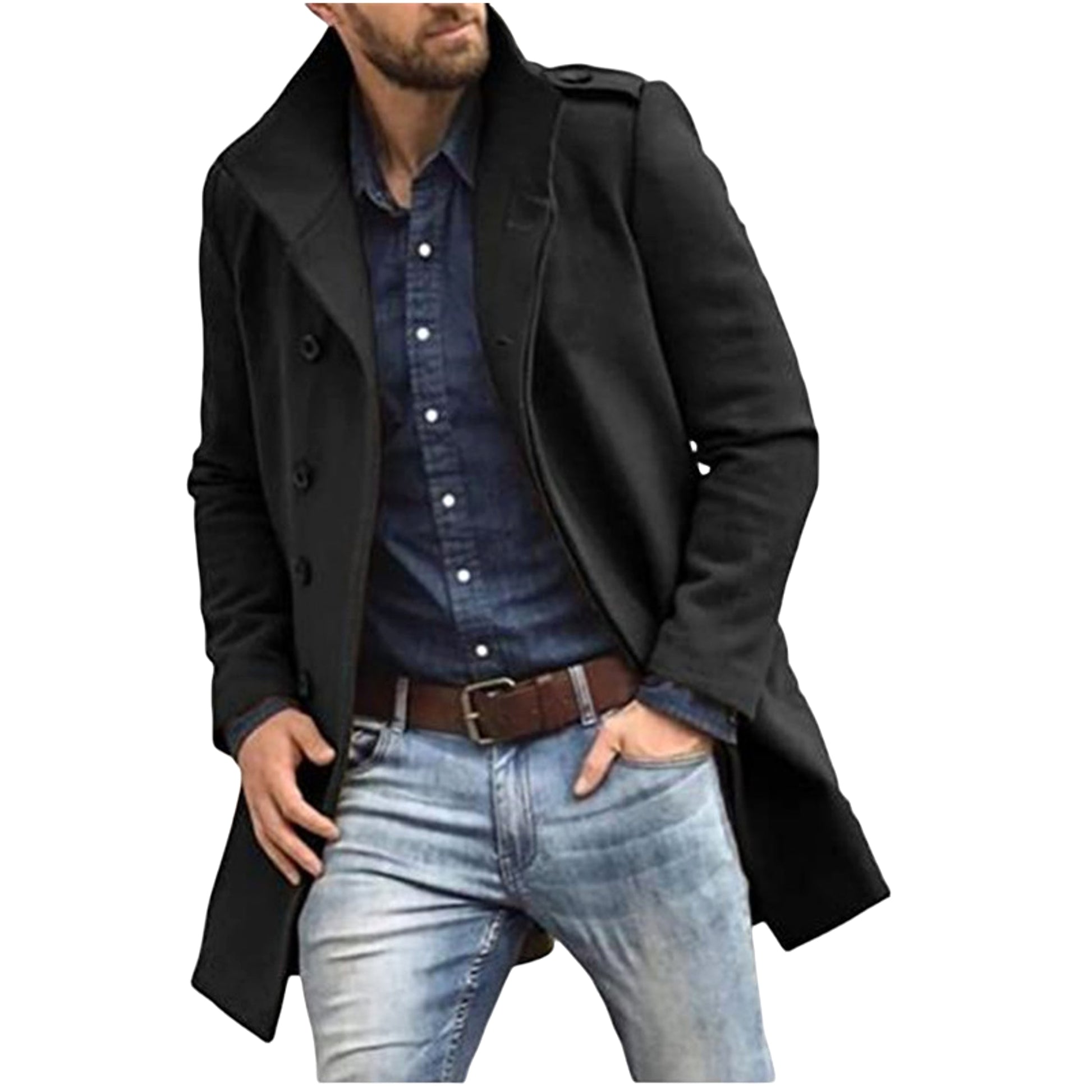 European Style Woolen Men's Coat Autumn And Winter New Thickened Trench Coat - enhanced image 4