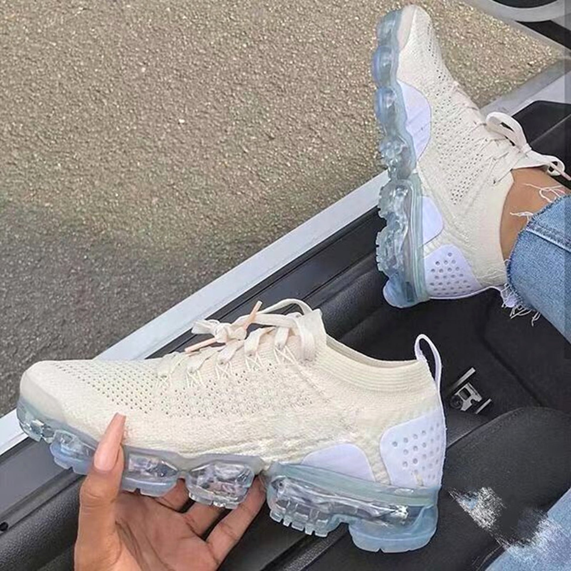 Explosive Style Flying Woven Air Cushion Sneakers Women - enhanced image 4