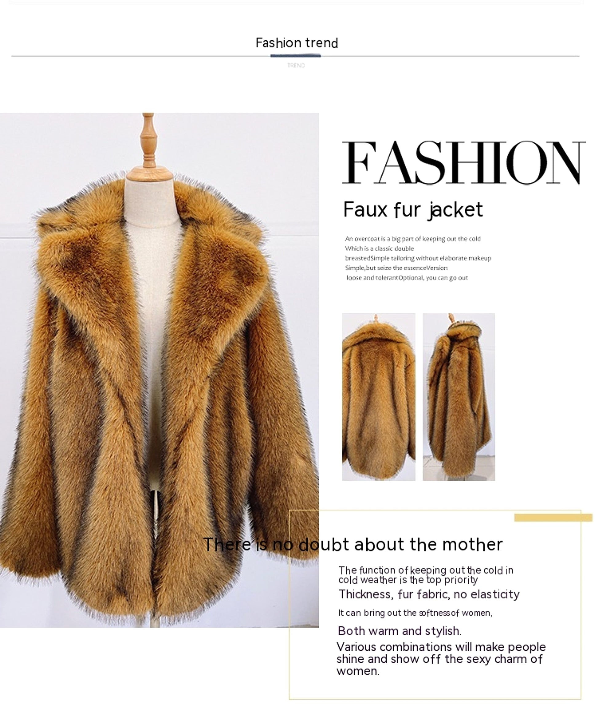 A.1 Fall Winter Fashion Mid-length Coat Set Warm Jacket Women - enhanced image 4
