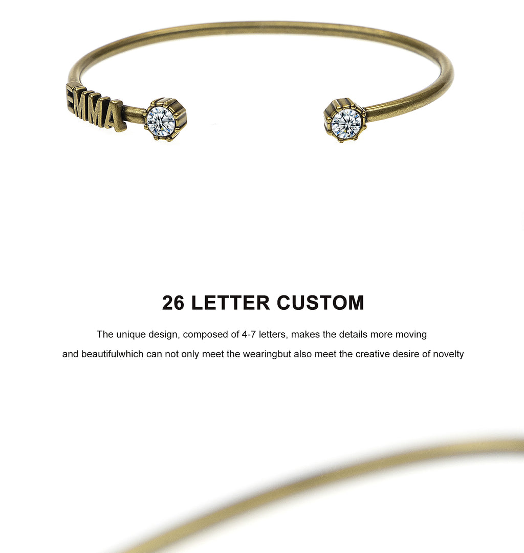 Vintage Bronze Letter Bracelet – A Retro & Timeless Statement Piece! - enhanced image 4