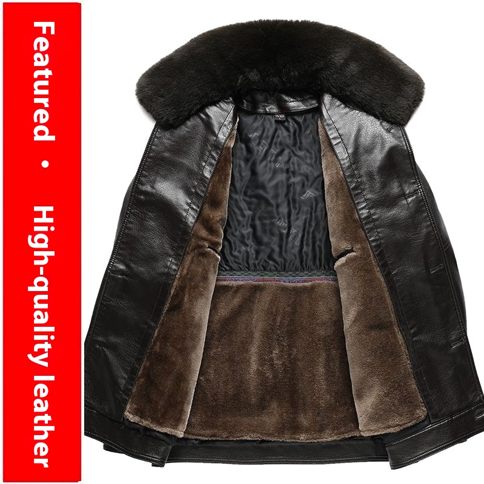 Fashion Personality Male Fleece-lined Leather Jacket Men - enhanced image 4