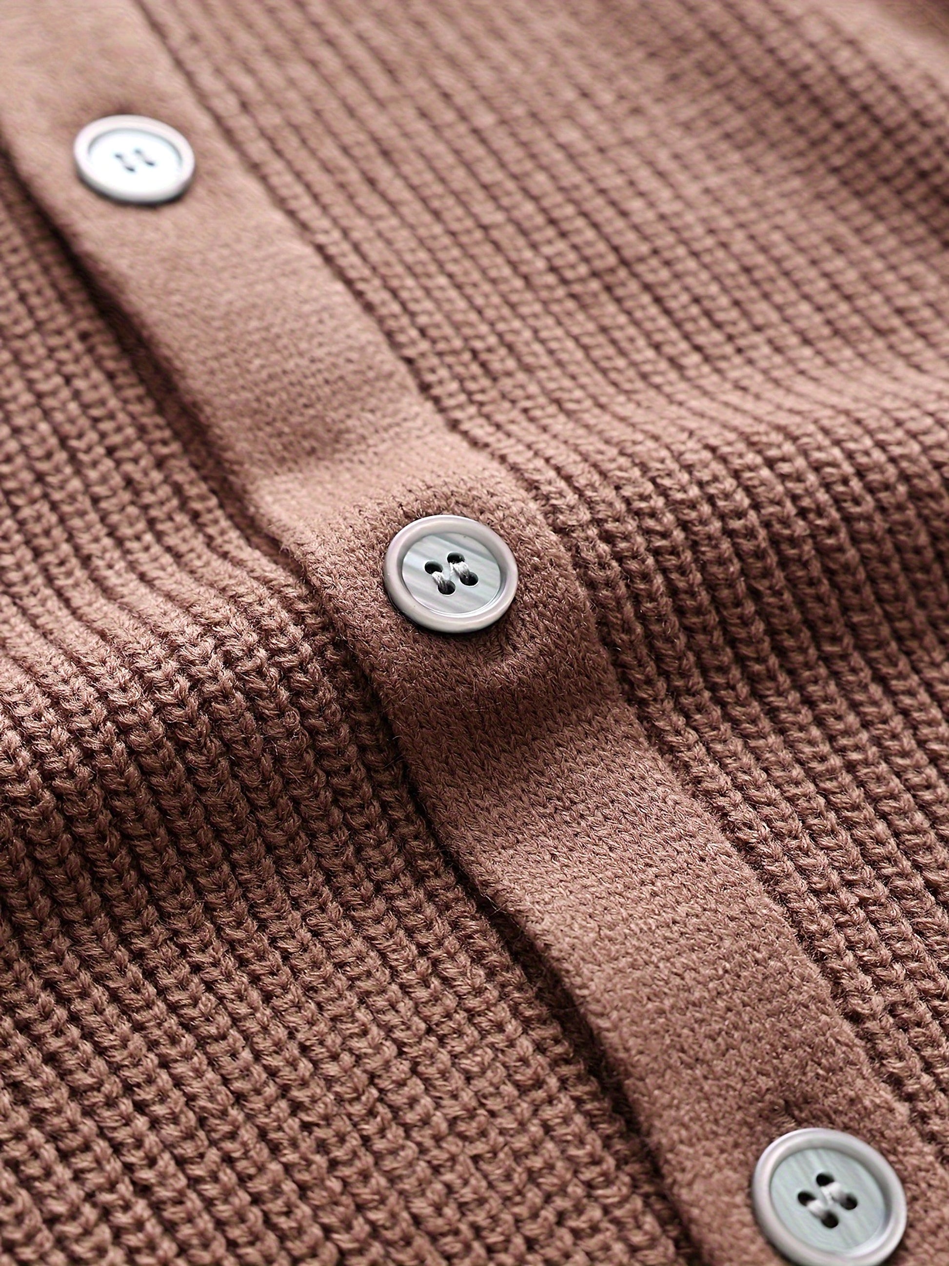 Fashion Solid Color Simple Men's Knitwear Cardigan Sweater Coat - enhanced image 4