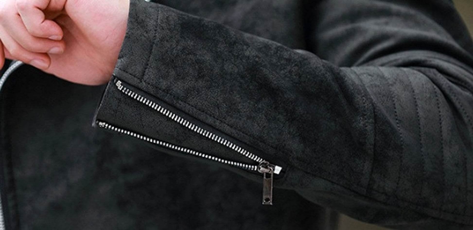 Fashion Velvet Padded Leather Coat Men's Suit Collar Jacket - enhanced image 4