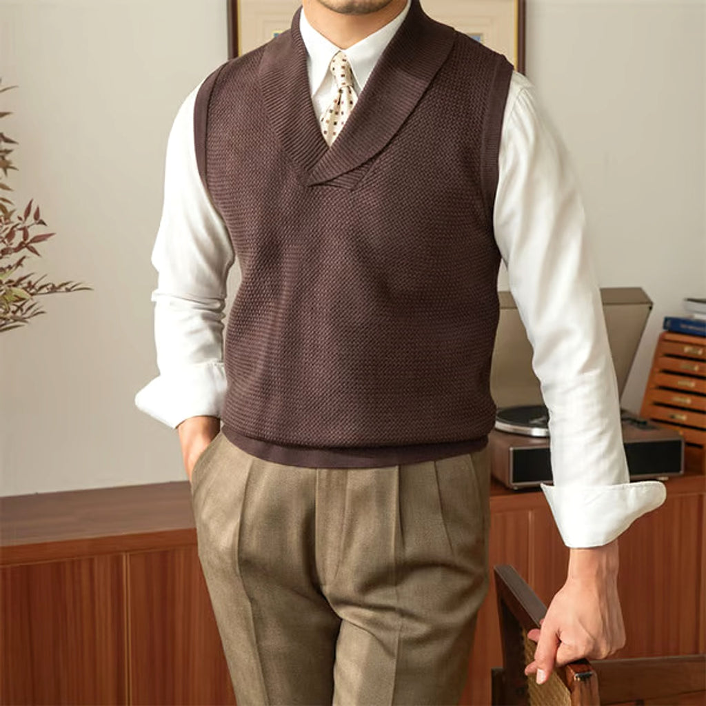 Fashionable Knitted Waistcoat Business Slim Fit Men - enhanced image 4