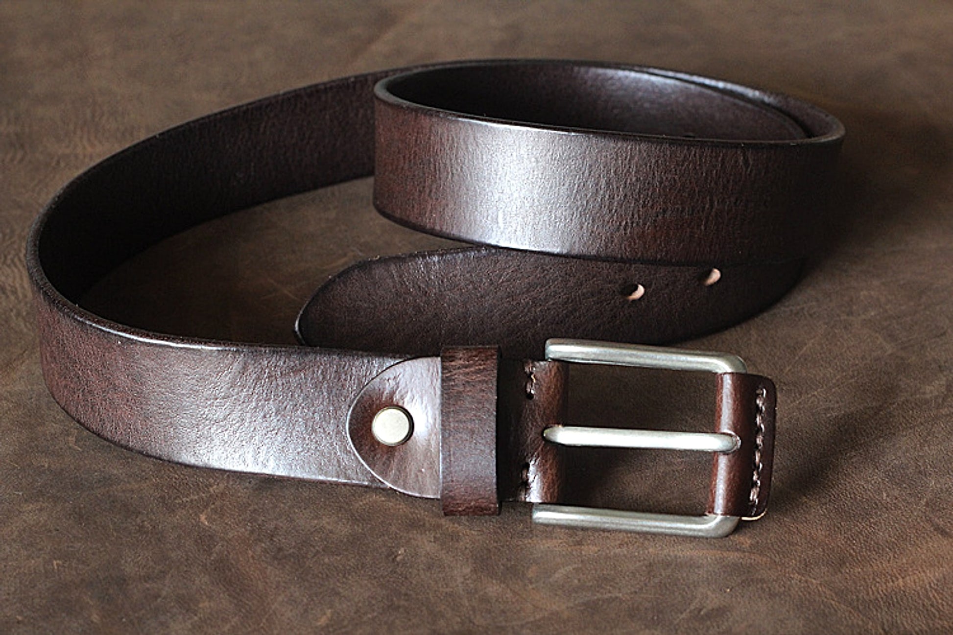First Layer Cowhide Handmade Belt Men's Pin Buckle Belt - enhanced image 4