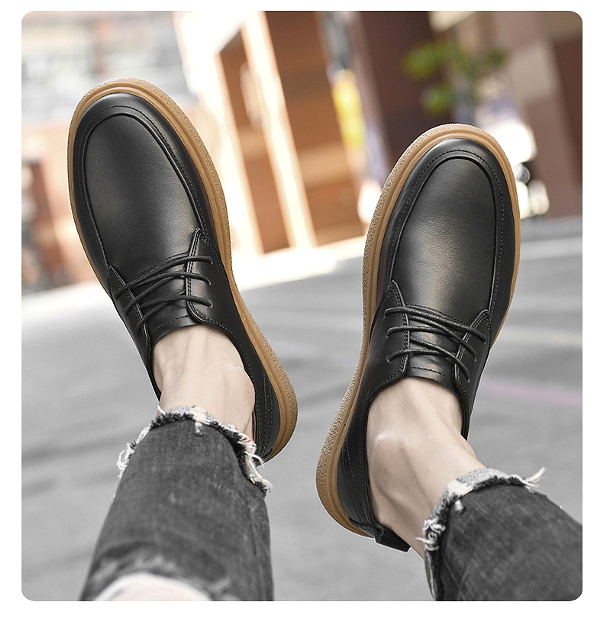 First Layer Cowhide Men's Casual Pumps Sole Leather Round Head Low-cut White Shoes - enhanced image 4