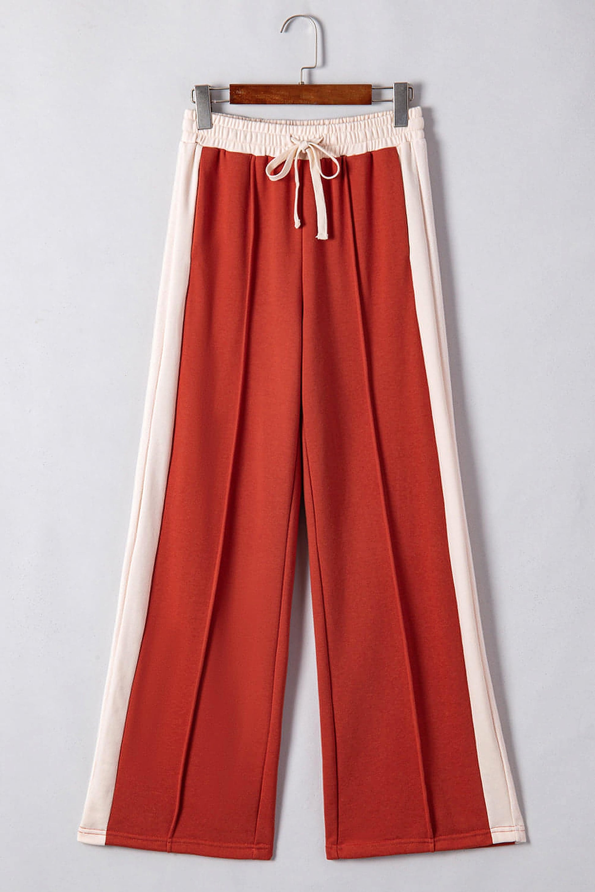 Flamingo Color Block Drawstring High Waist Wide Leg Pants - enhanced image 4
