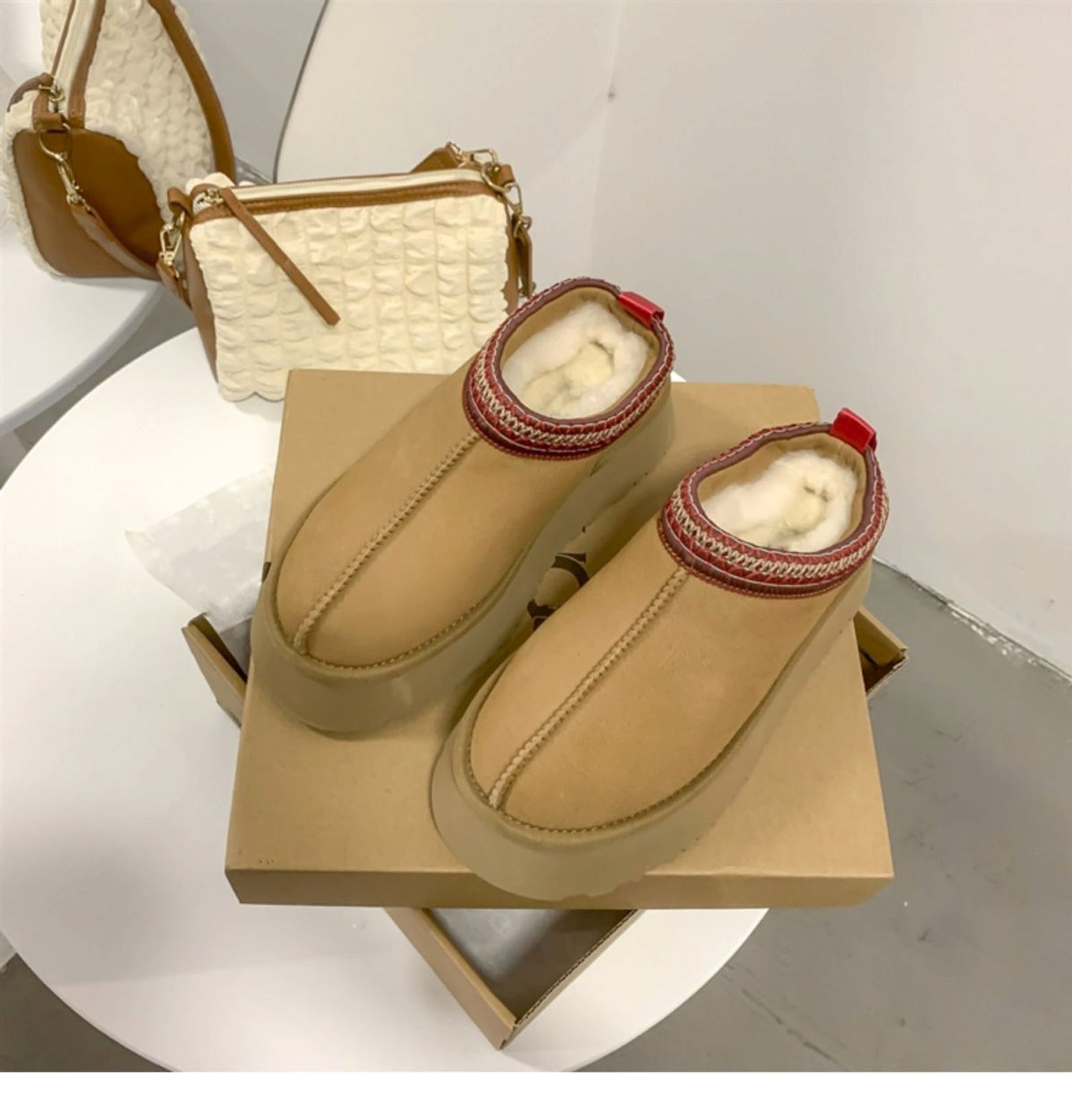 Fleece-lined Warm Slugged Bottom Half Slippers Casual Cotton-padded Shoes - enhanced image 4