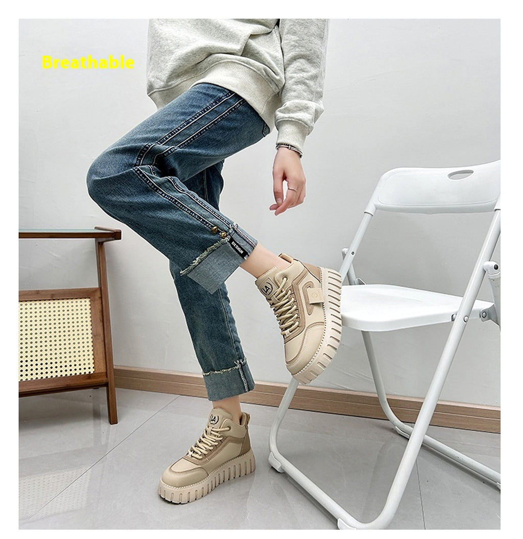 Fleece-lined Warm White Shoes For Women High-top Board Shoe - enhanced image 4
