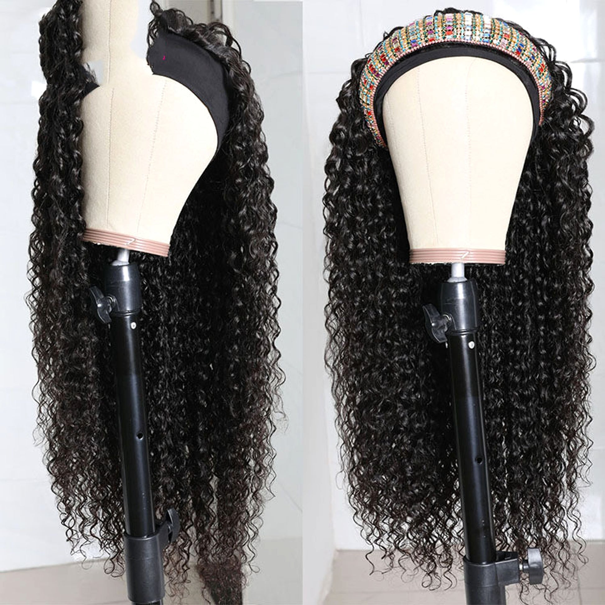 Full Mechanism Hair Band Wig Headgear Real Hair - enhanced image 4
