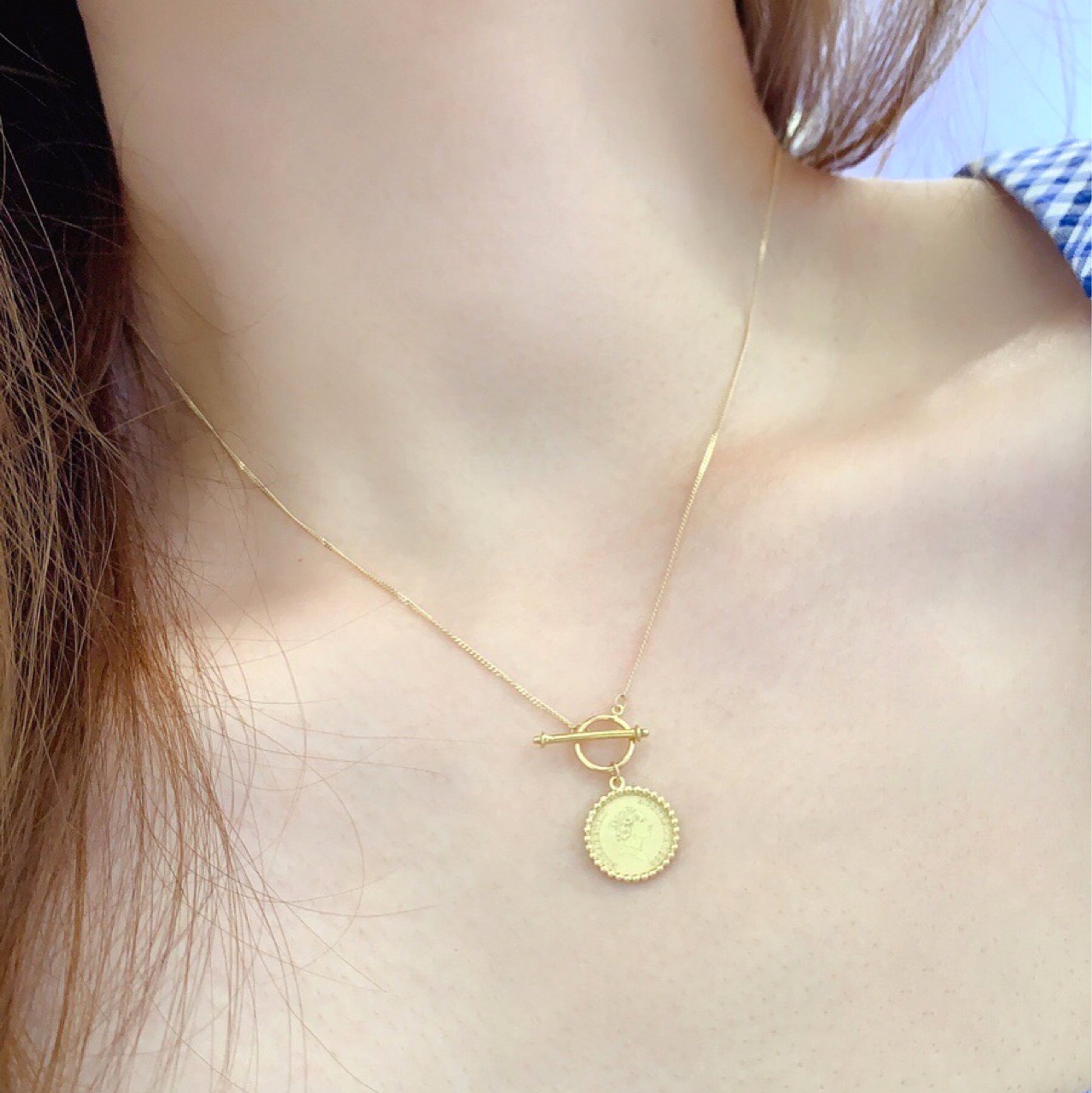 Gold Retro Round Brand Pure Jewelry Necklace - enhanced image 4