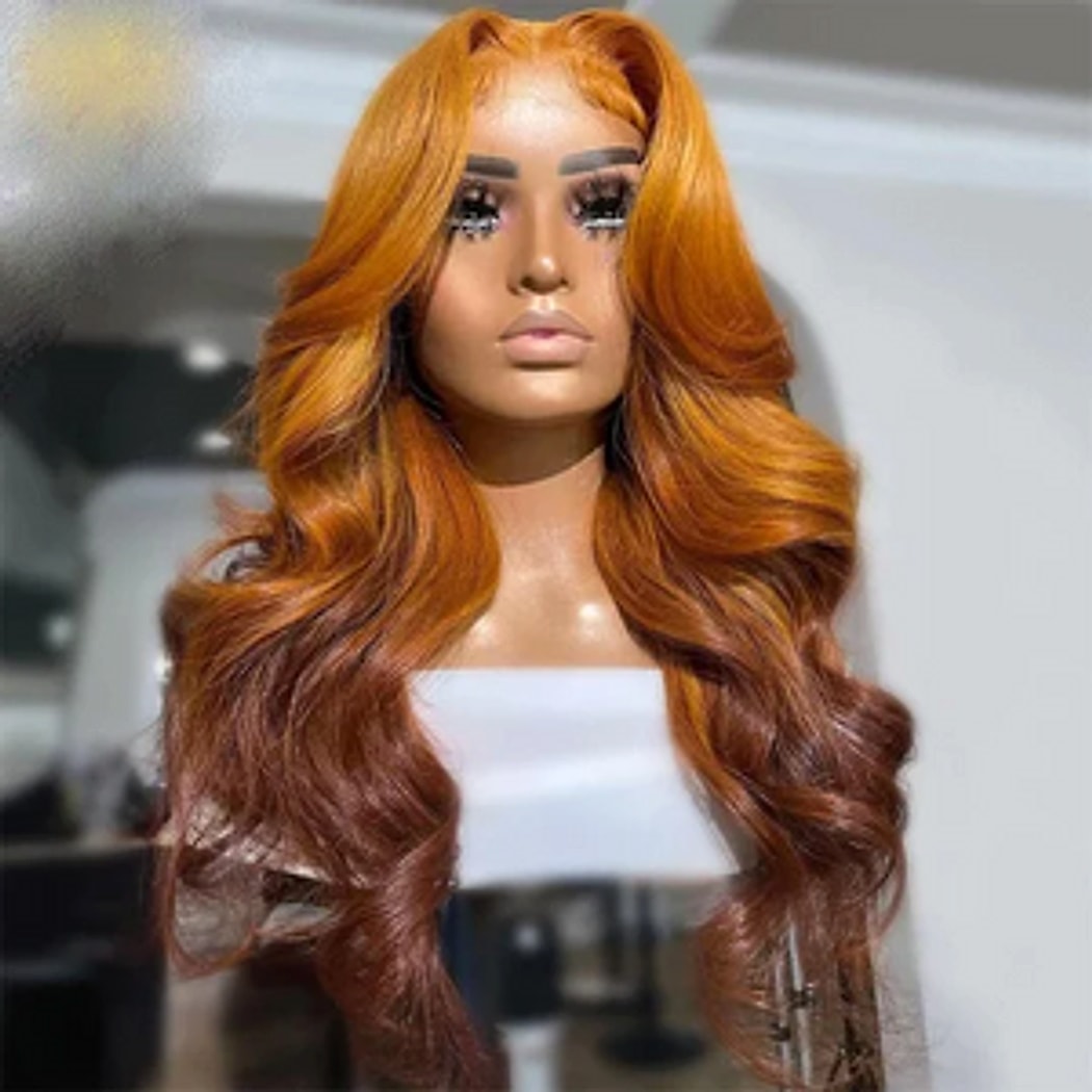 Golden Brown Gradient Real Hair Lace Headgear - enhanced image 4