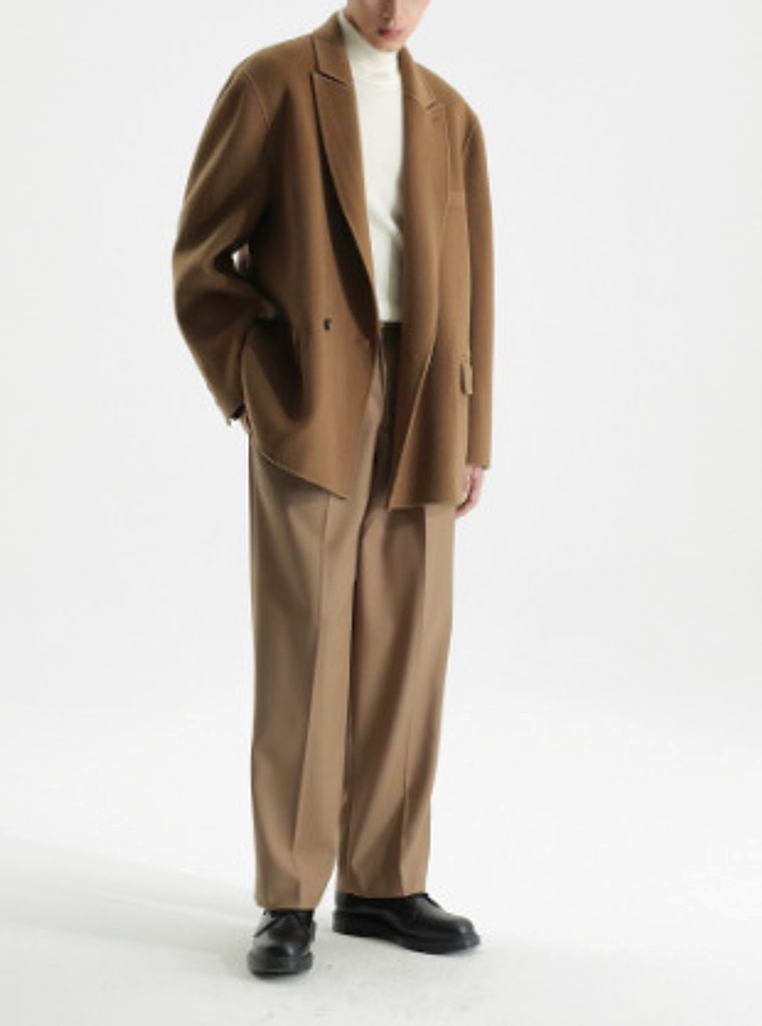 Gun Collar Double-faced Woolen Goods Woolen Suit Wool Coat For Men - enhanced image 4