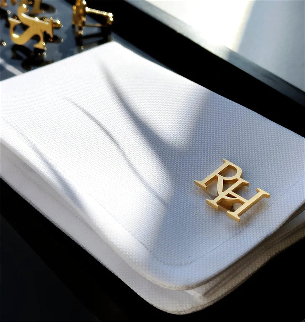 Handmade Frosted Personalized Name Cufflinks – Custom Initial Letter Cufflinks - enhanced image 4