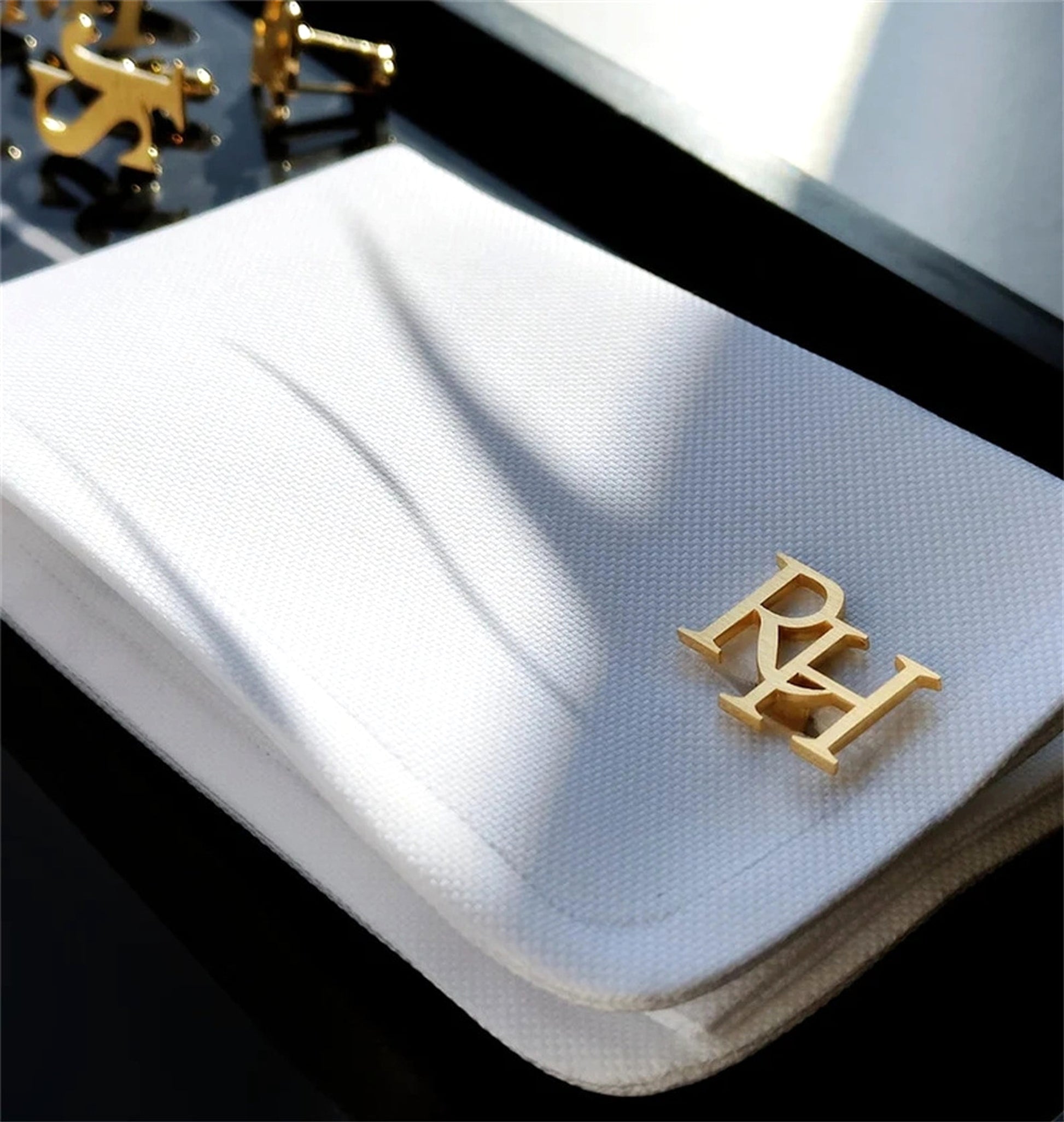 Handmade Frosted Personalized Name Cufflinks – Custom Initial Letter Cufflinks - enhanced image 4