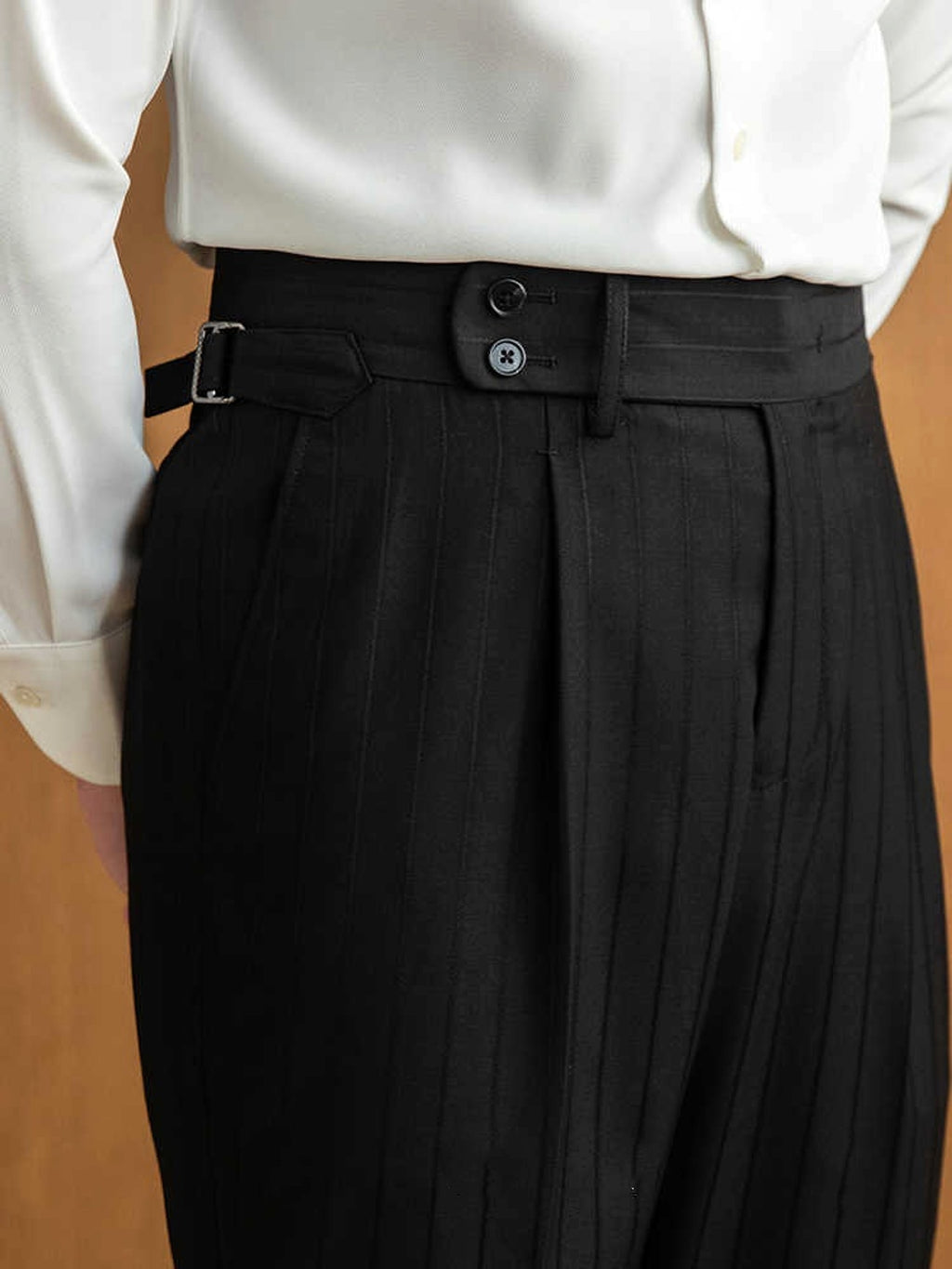 VestraForm™ – Handsome Black Double-Breasted Pinstripe Suit (2 Piece Set) - enhanced image 4