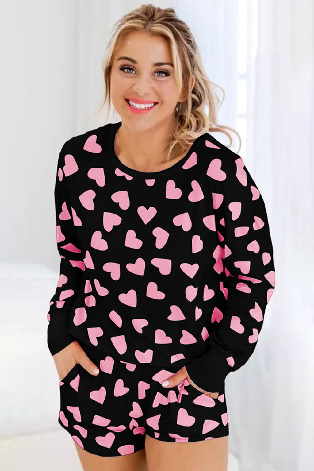 Heart Shape Printed Home Two-piece Women's Clothing Pajama - enhanced image 4