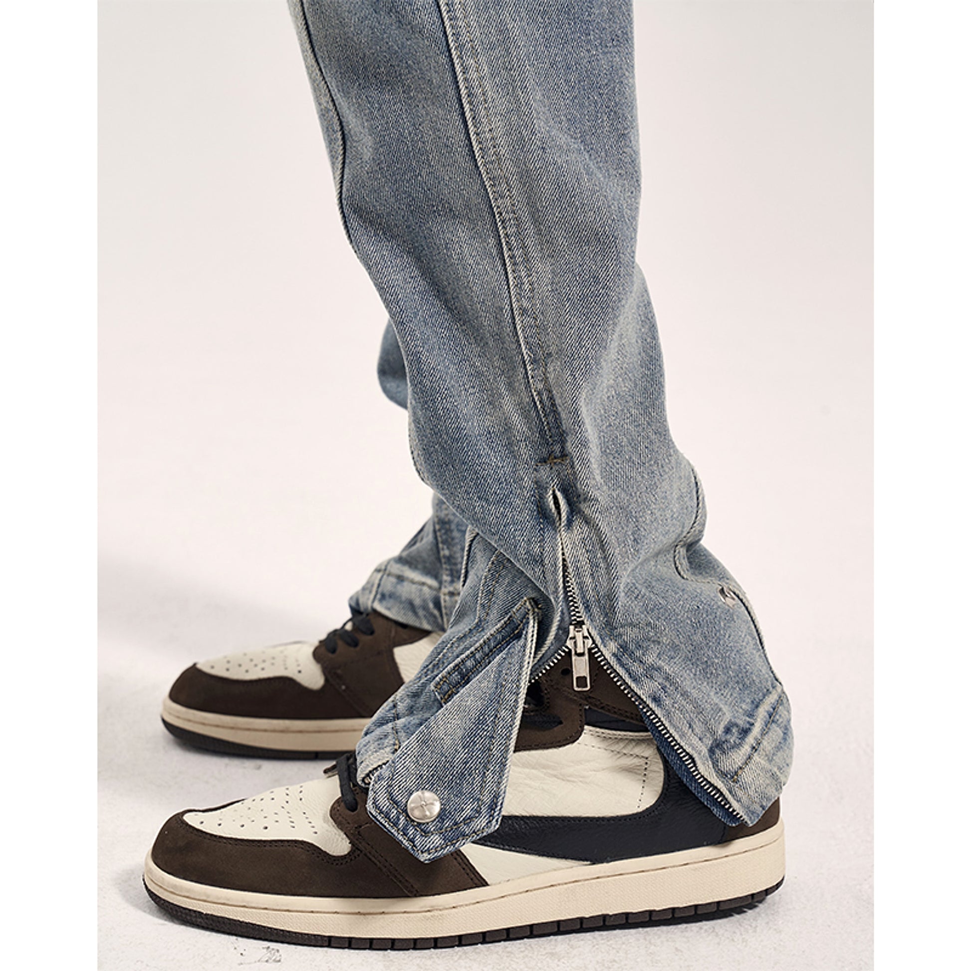 High Street Distressed 3D Cut Jeans With Side Zipper Men - enhanced image 4