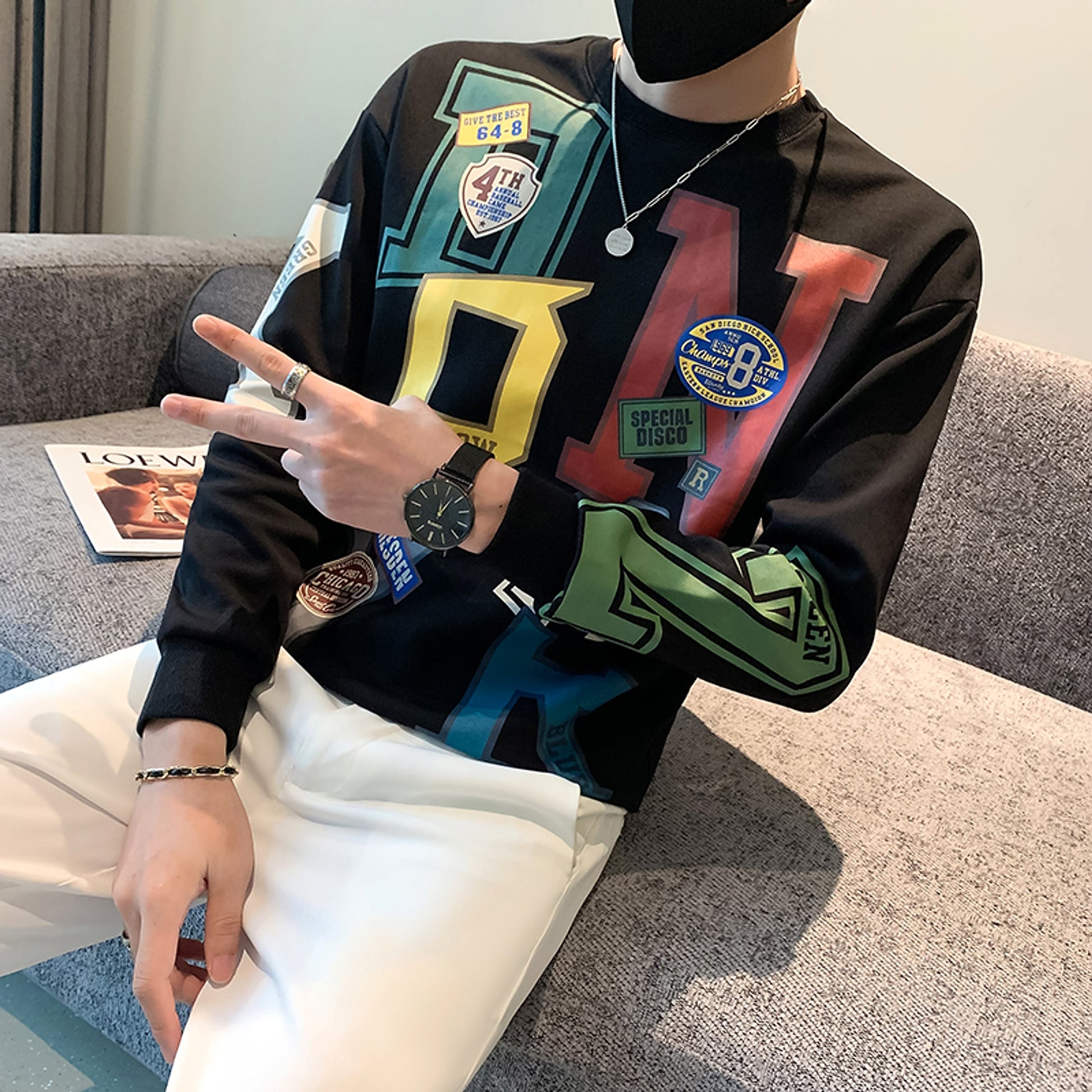 Round Neck Long Sleeve Menswear Fashion Brand Velvet Padded Thickened Coat Top - enhanced image 4
